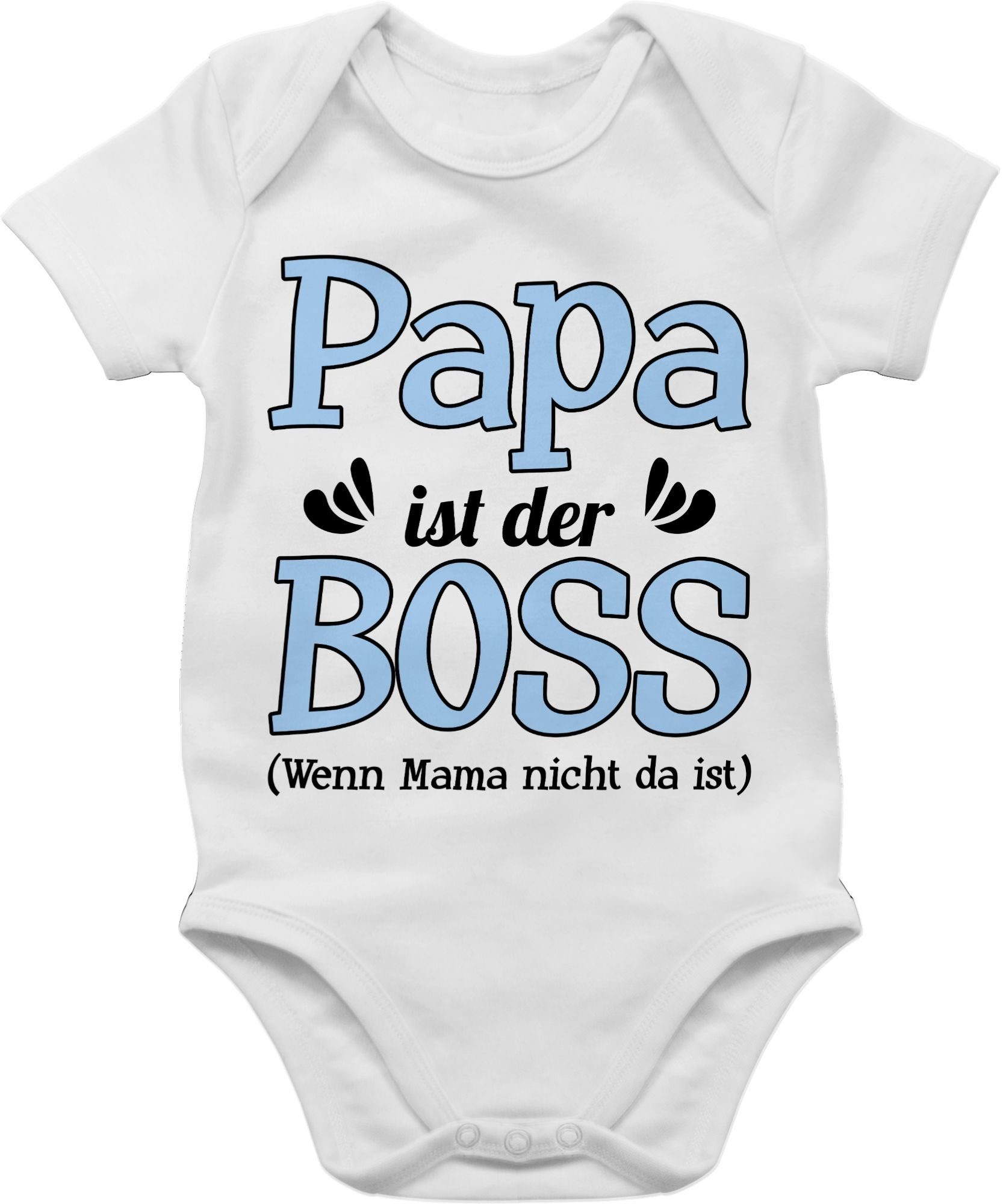 Shirtracer Shirtbody Papa ist der Boss wenn Mama nicht da ist - blau Sprüche Baby 1 Weiß
