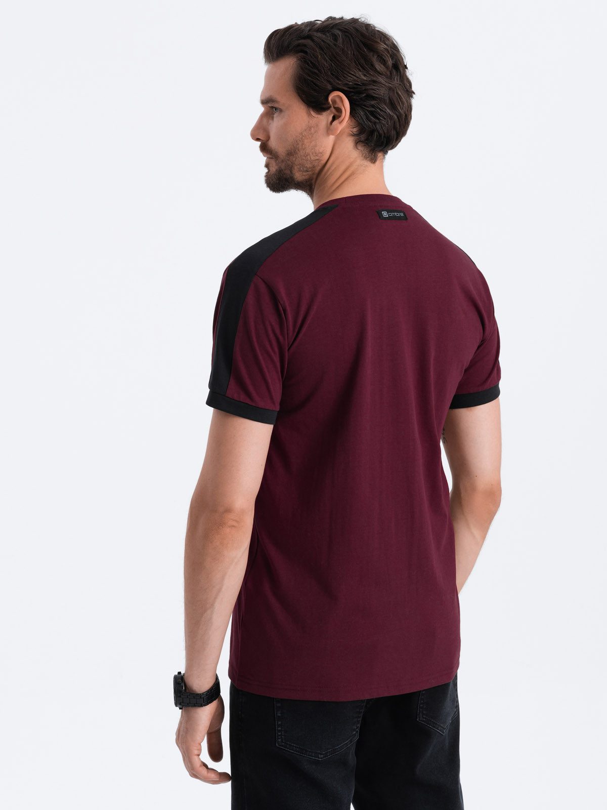 OMBRE T-Shirt Herren-T-Shirt aus Baumwolle mit kontrastierenden Einsätzen