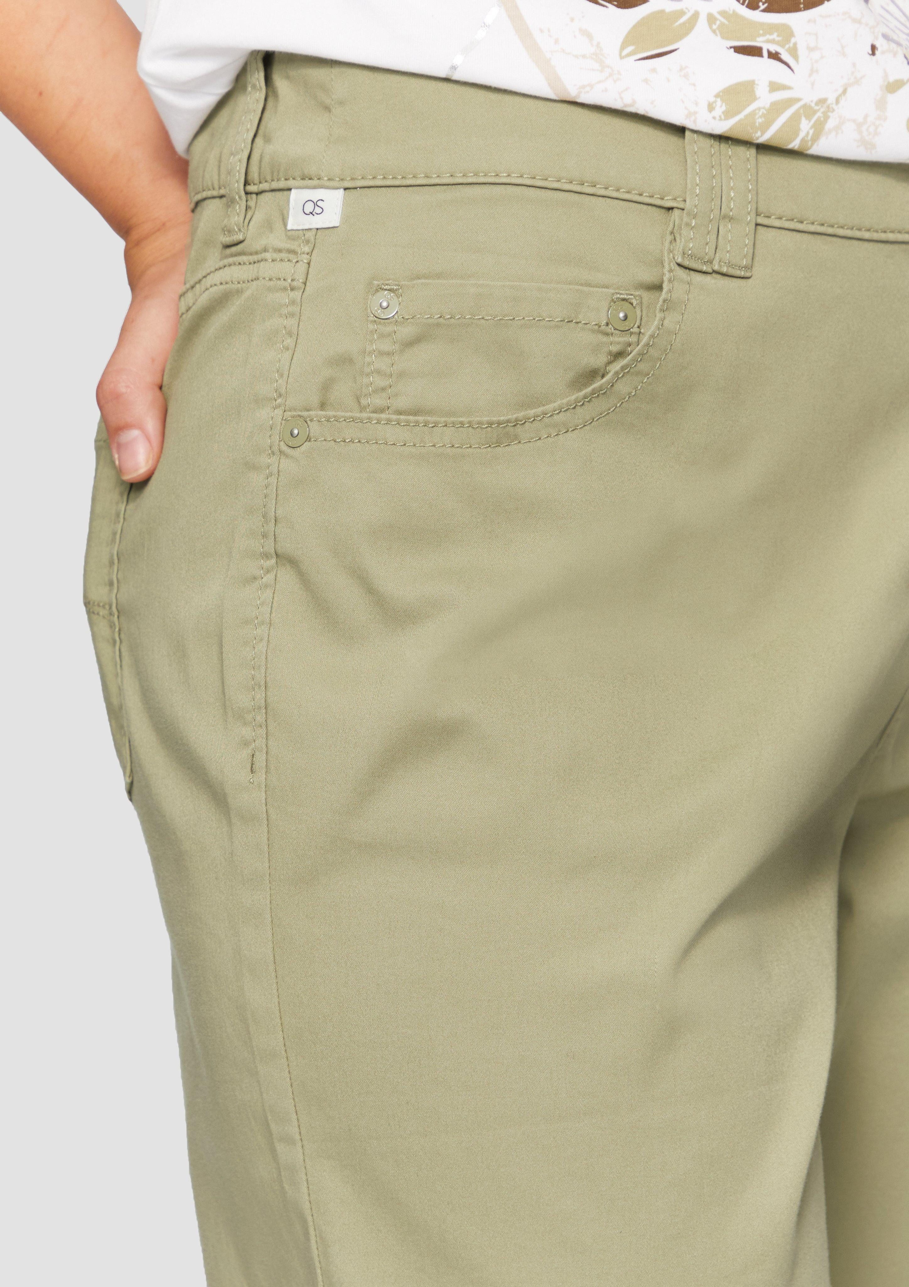 QS Stoffhose Elastische Capri-Hose aus Baumwoll-Satin günstig online kaufen
