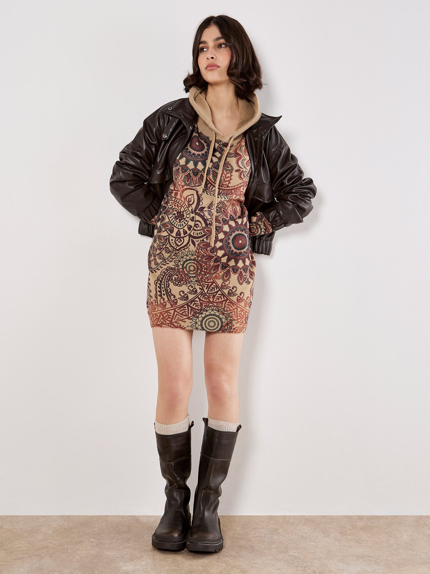 Apricot Hoodie Oversized Hoodie mit Mandala-Muster