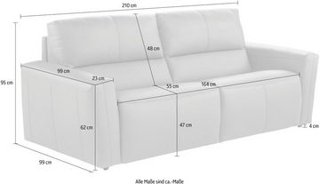 CALIA ITALIA Sofa »Bulgary«, Breite 209 cm wahlweise mit aufklappbare Bettfunktion