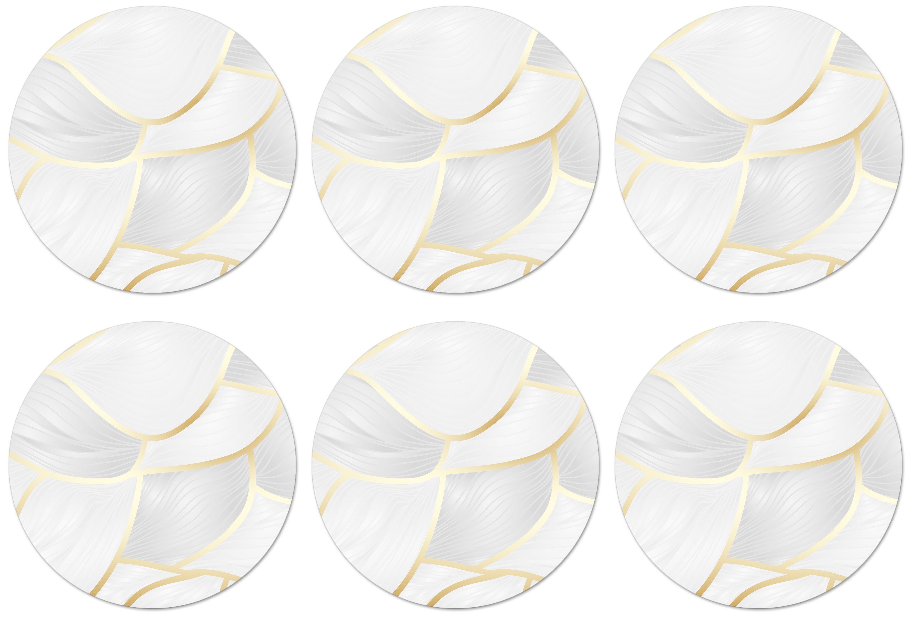 MuchoWow Glasuntersetzer Abstraktes Muster mit goldenen Linien, Zubehör für Gläser, 6-tlg., Getränkeuntersetzer, Rund, Tassenuntersetzer Kork, 10x10 cm