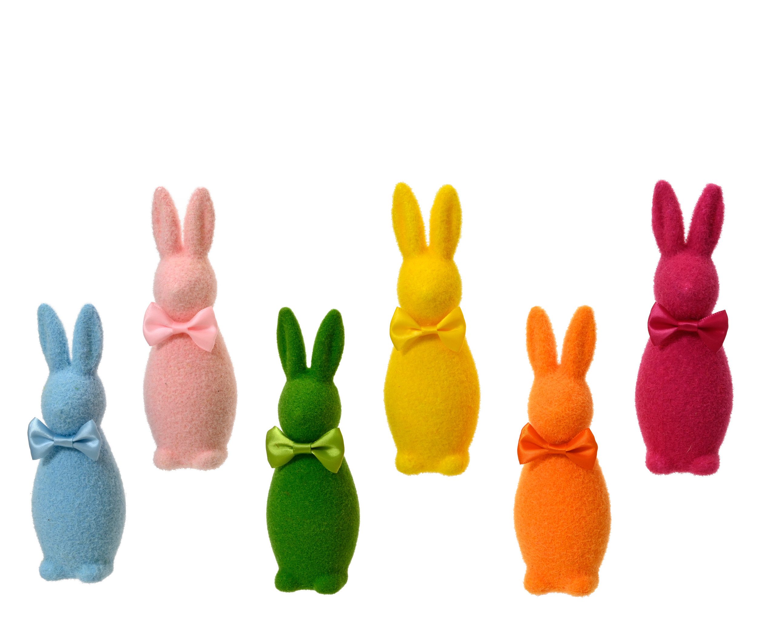 Decoris season decorations Osterhase, Dekofigur Hase 5x16cm Kunststoff 6er Set