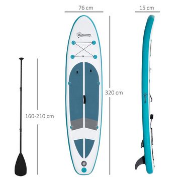 Outsunny SUP-Board Surfboard, longboard, (Set, 1 tlg., 1 x Wasser schwimmende Plattform), ohne Paddel