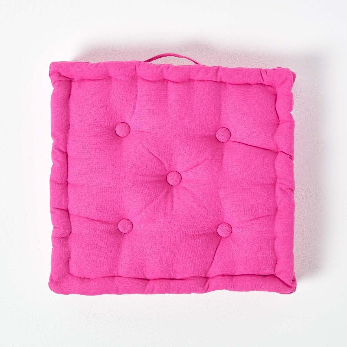 Homescapes Bodenkissen Sitzkissen unifarben pink 40 x 40 cm