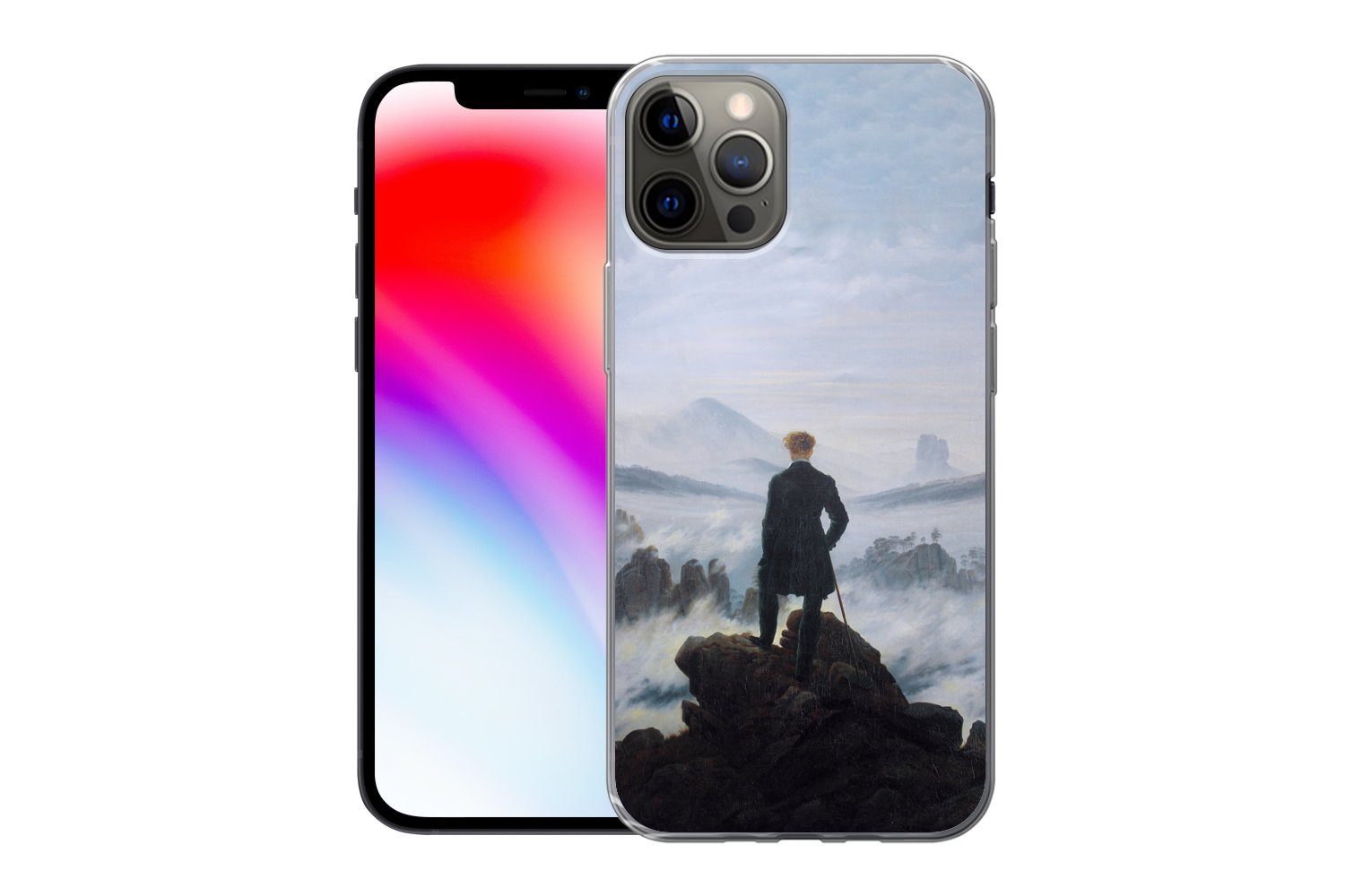 MuchoWow Handyhülle für Apple iPhone 13 Pro Der Wanderer über dem Nebelmeer - Caspar David, Smartphone-Bumper, Print, Handy Schutzhülle Dünn