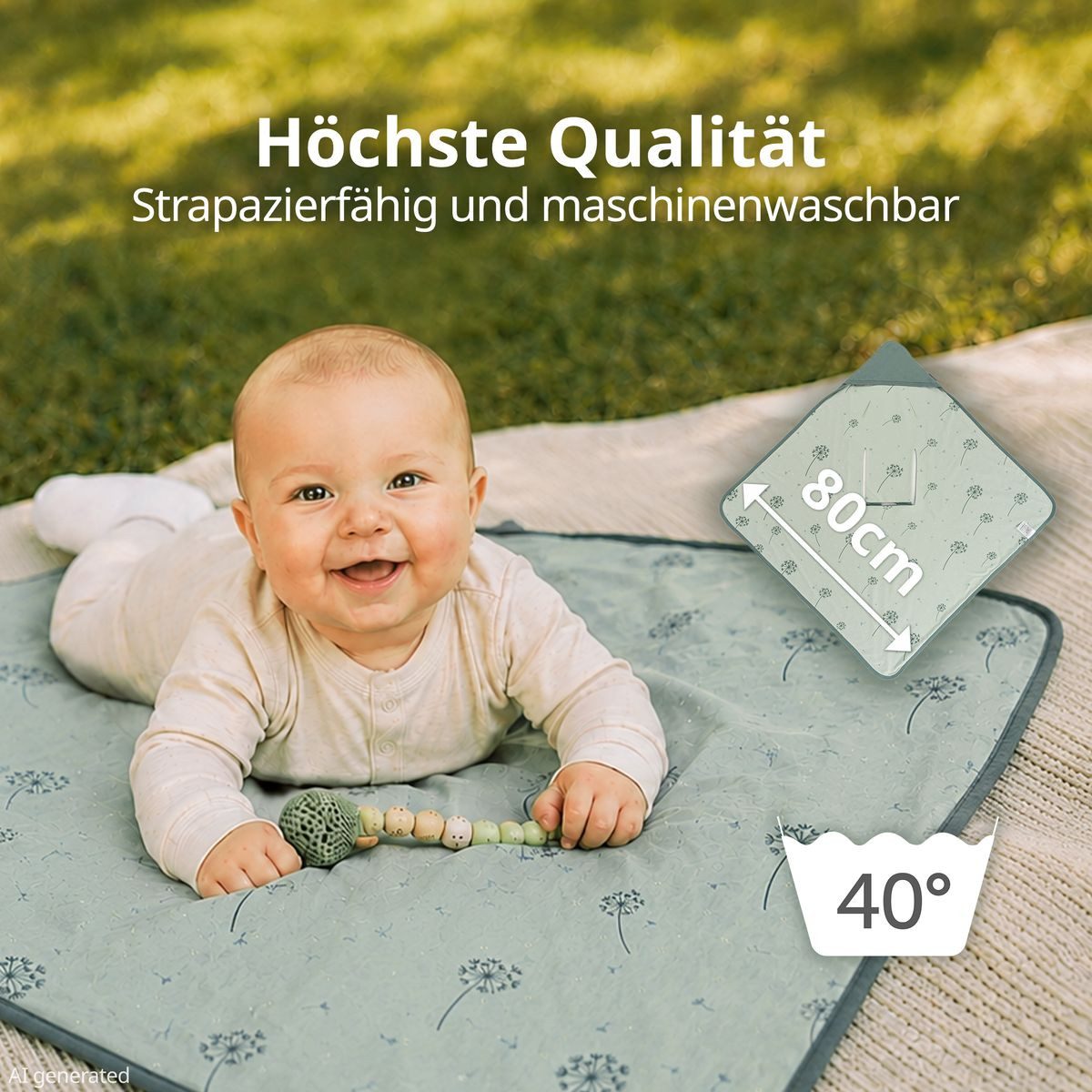 Zamboo Fußsack Pusteblume - Salbeigrün, Baby Einschlagdecke für Babyschale / Maxi Cosi leichte Kuscheldecke – Bild 5 von 5