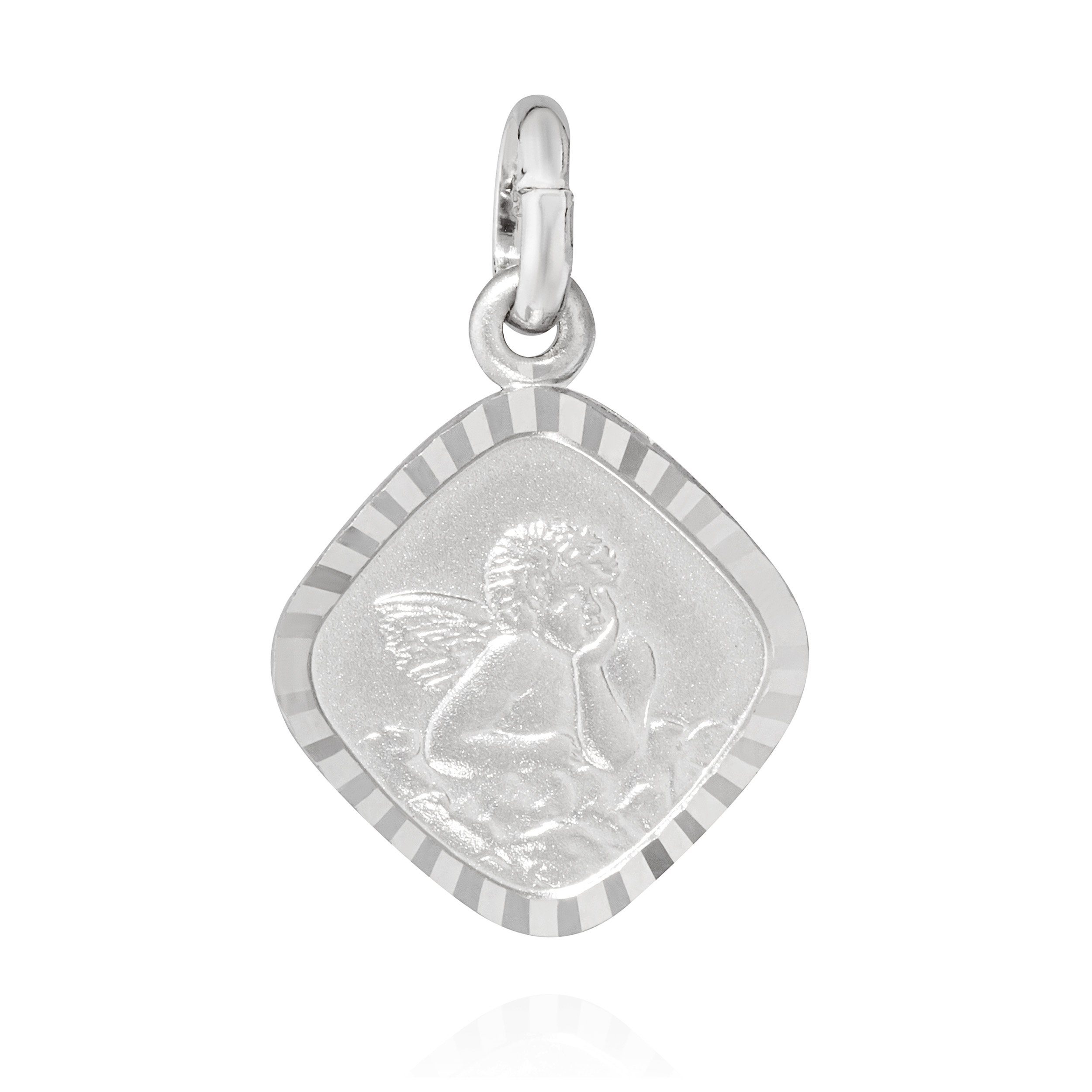 NKlaus Kettenanhänger Kettenanhänger Schutzengel 925 Silber matt  diamantiert 15x12mm Talisma | Kettenanhänger