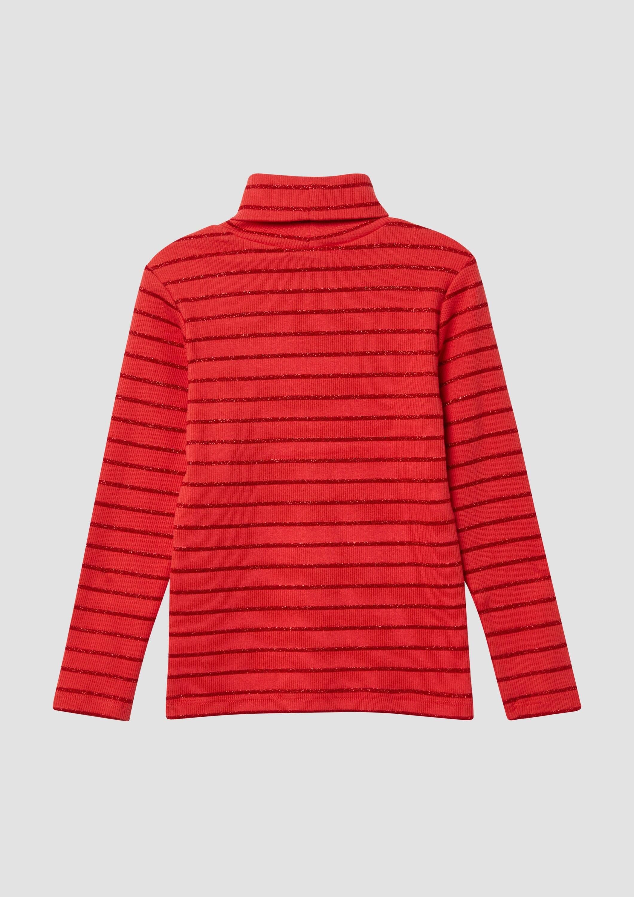 s.Oliver Langarmshirt T-Shirt Geripptes Rollkragen-Longsleeve mit Glitzergarn