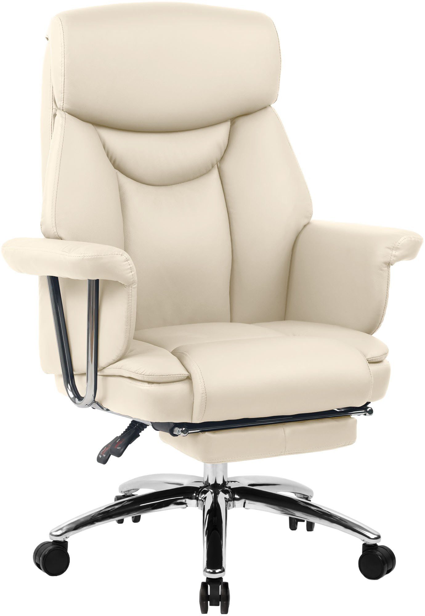 CLP Schreibtischstuhl Dahra (1er, 1 St), Lederbezug, Fußablage, höhenverstellbar