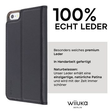 wiiuka Handyhülle suiit Hülle für iPhone 5 / 5s / SE 2016, Klapphülle Handgefertigt - Deutsches Leder, Premium Case