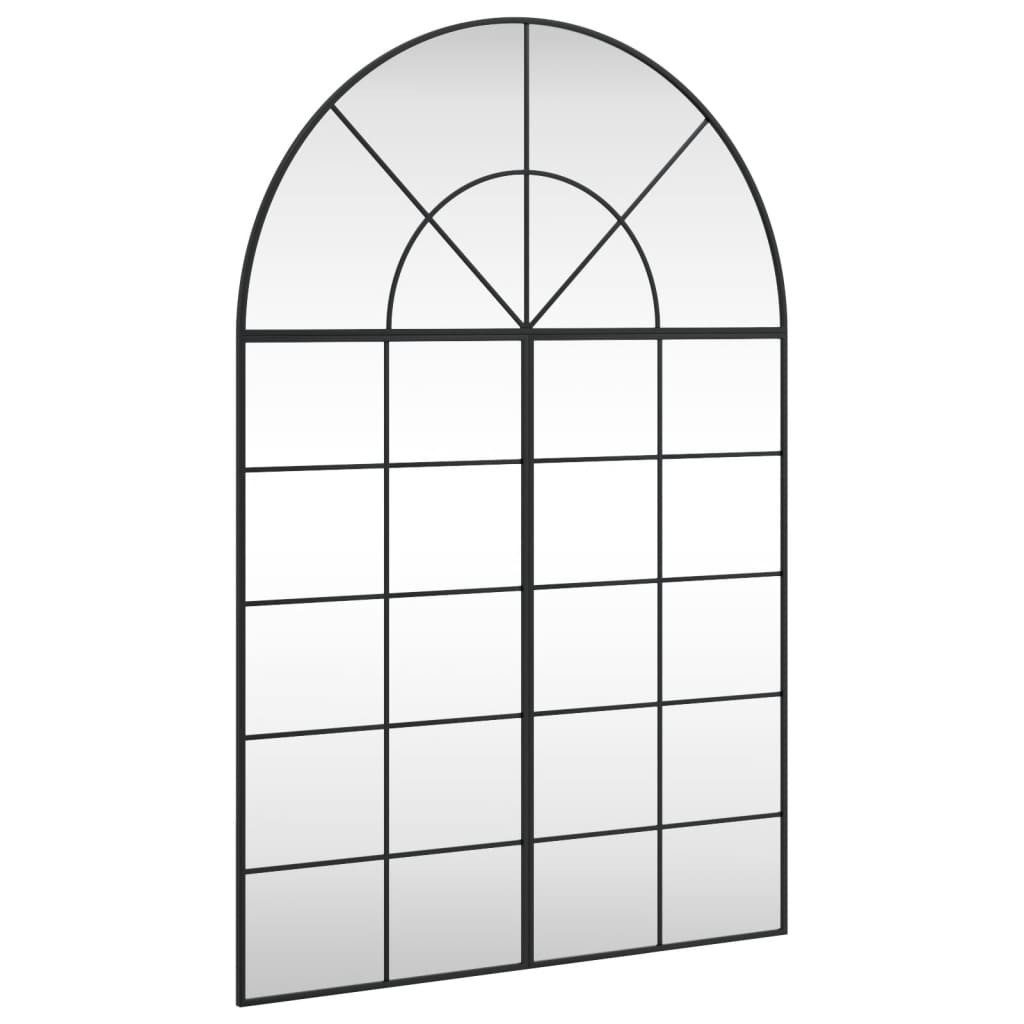 Spiegel Wandspiegel Schwarz 100x150 cm Gewölbt Eisen