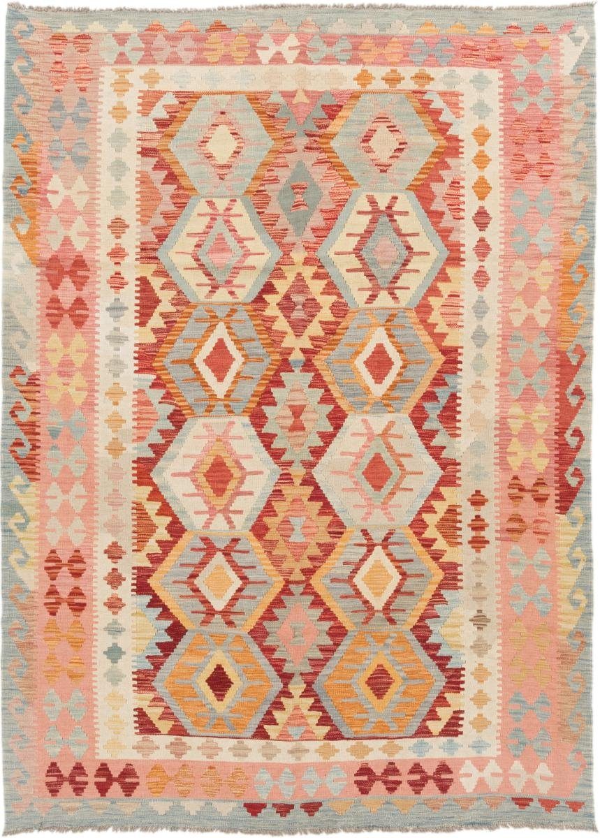 Orientteppich Kelim Afghan 186x252 Handgewebter Orientteppich, Nain Trading, rechteckig, Höhe: 3 mm