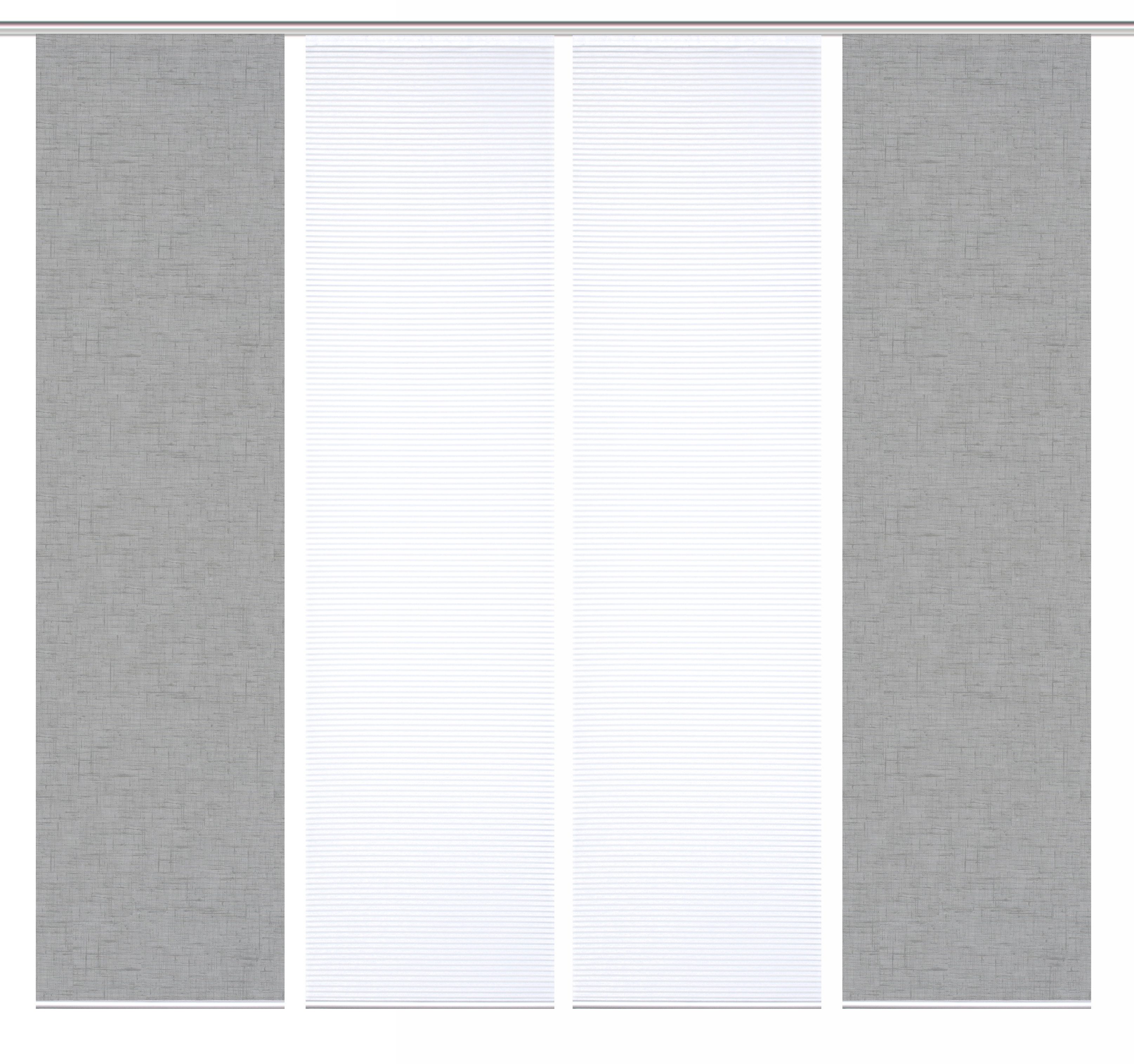 HOME in green Schiebegardine ESTRA (4 St), Paneelwagen, halbtransparent, SET DIGITALDRUCK,BAMBUSOPTIK RECYCELT