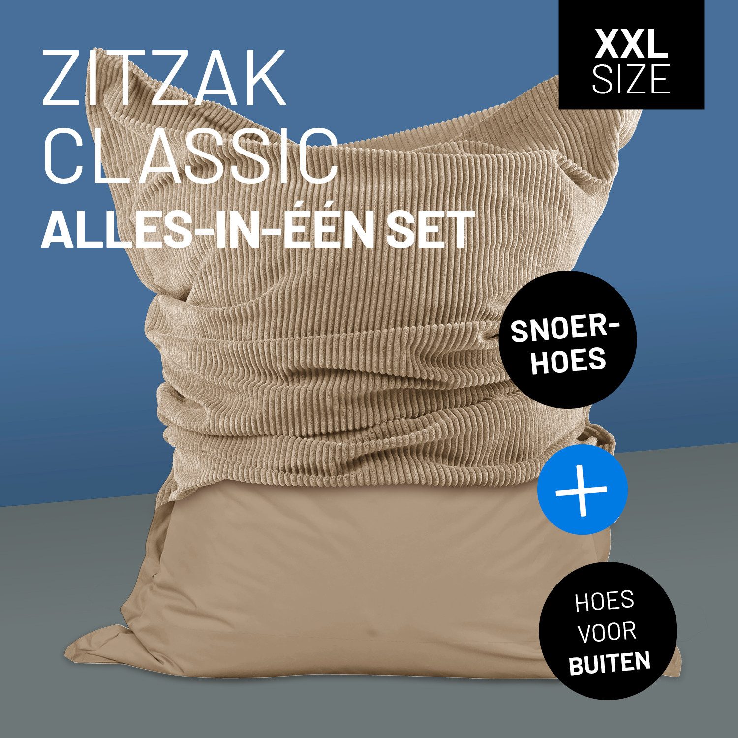 Lumaland Sitzsack Classic XXL All-in-One Set - 2 Bezüge (In-/Outdoor) - 140x180 cm
