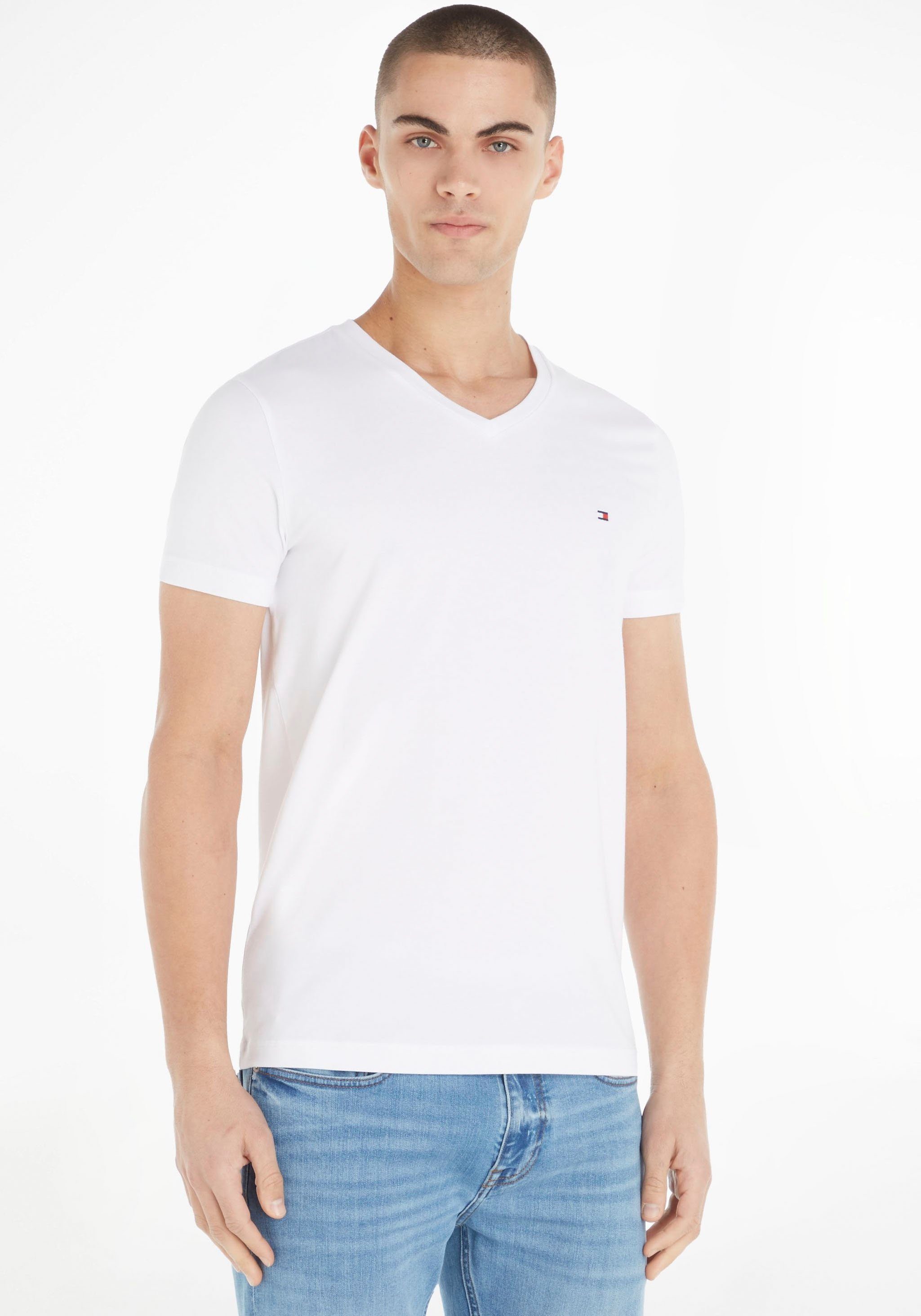 Tommy Hilfiger T-Shirt V-Shirt Stretch Slim white