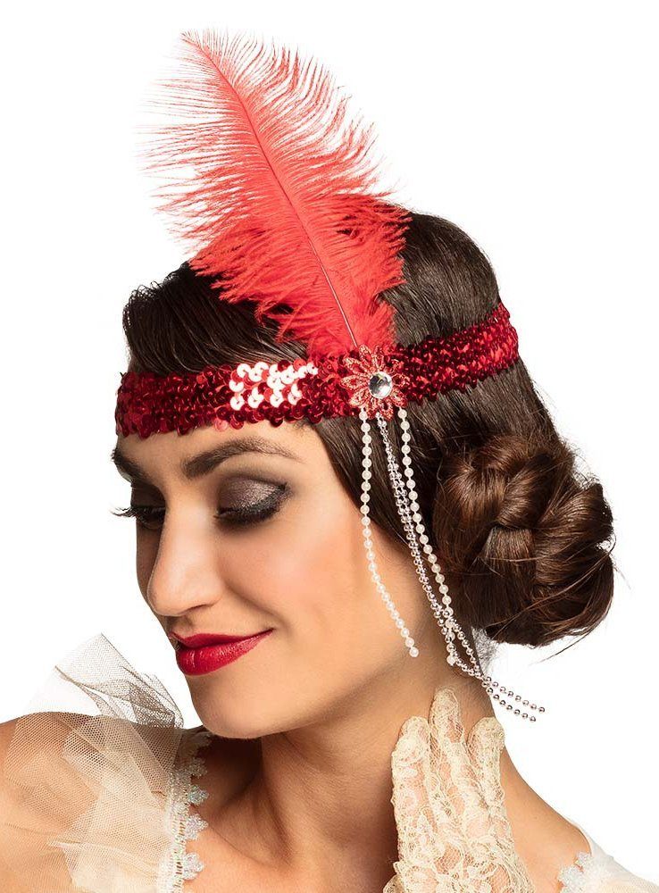 Boland Kostüm 20er Glitzer Stirnband rot, Schmückendes Accessoire im typisc günstig online kaufen