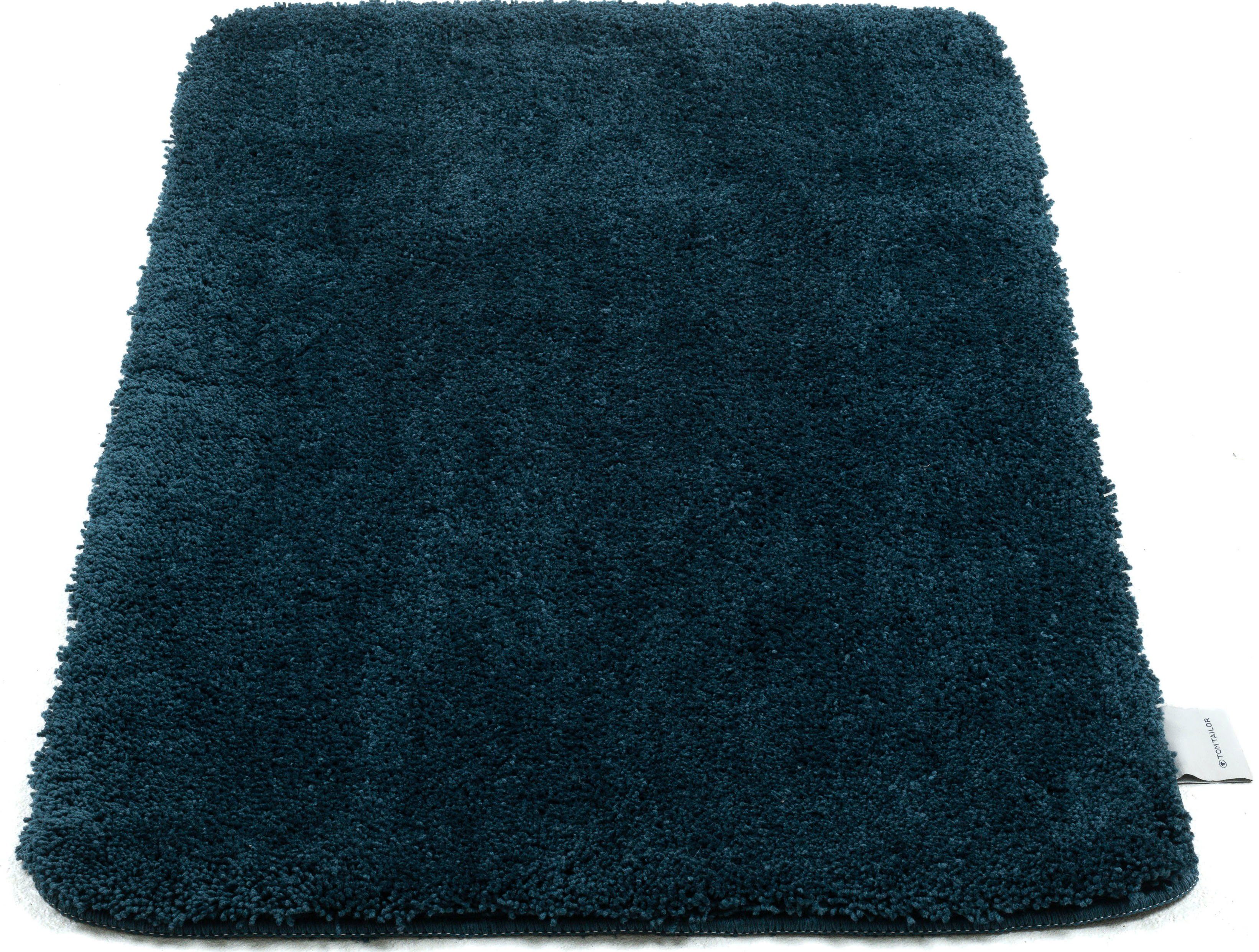 Badematte Cozy Bath UNI TOM TAILOR HOME, Höhe 27 mm, rutschhemmend beschichtet, fußbodenheizungsgeeignet, Polyester, rechteckig, Badteppich, Uni Farben, rechteckig, rund und oval erhältlich petrol