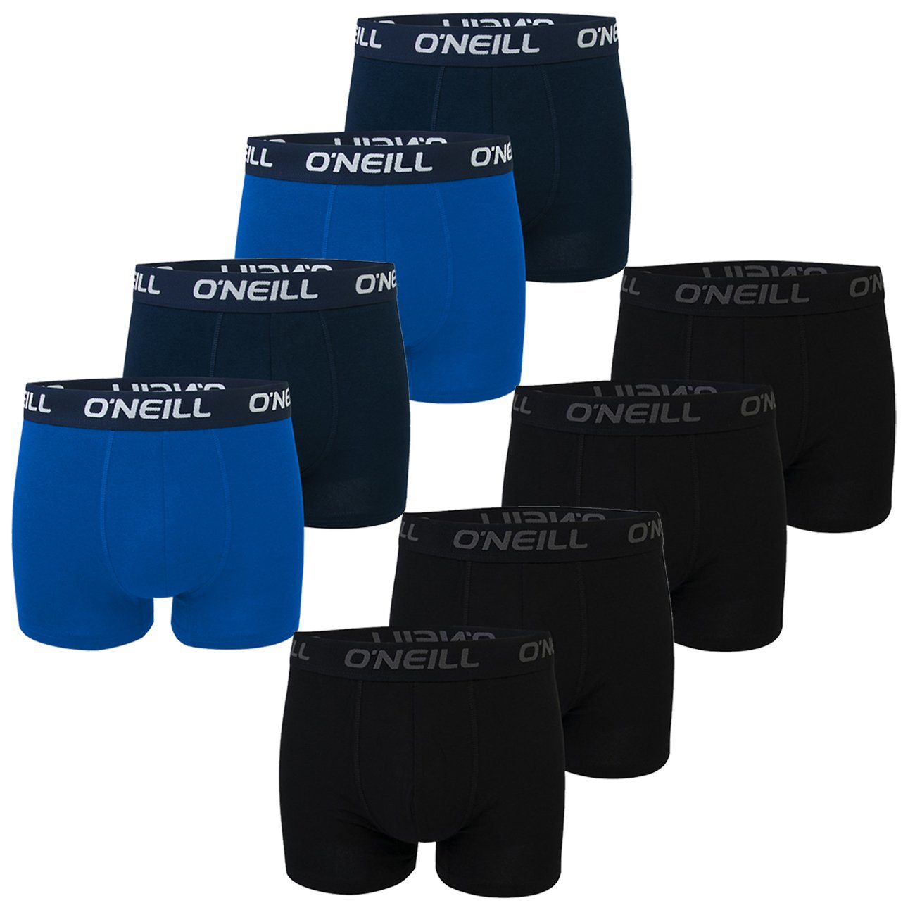O'Neill Boxershorts Men boxer O'Neill plain Multipack (8-St) mit Logo Webbund 4x Black (6969P) & 4x Cobalt Marine (4749P)