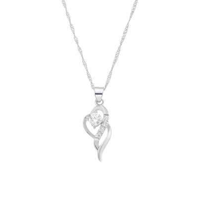 Amor Silberkette für Damen, 925 Sterling Silber, Zirkonia synth. (2-tlg., Kette mit Anhänger)