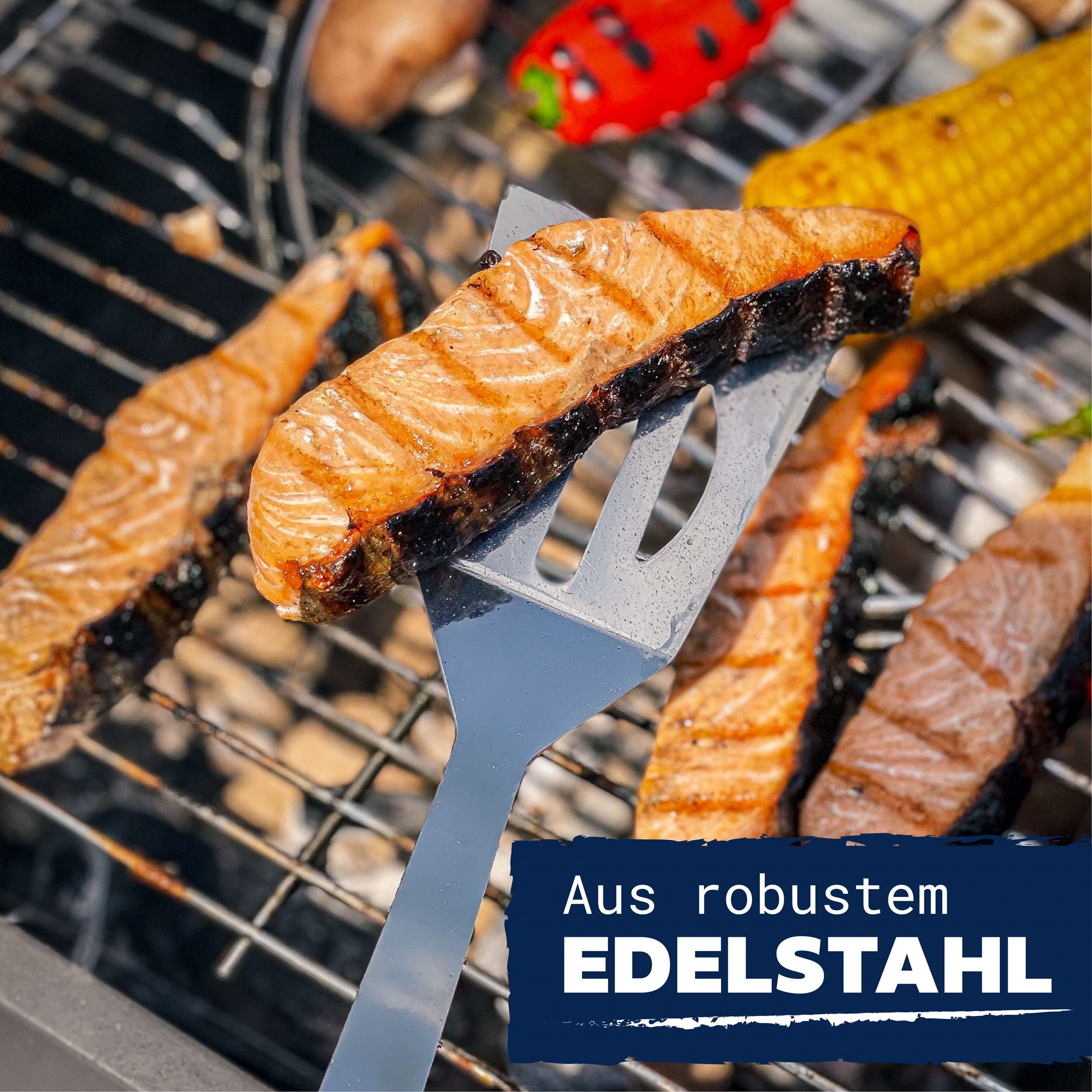 Praknu Grillbesteck-Set Grillbesteck Set aus Edelstahl Vatertag - Mit Tragetasche - Robust, (Set, 1 tlg), Mit Tragetasche - Robust und Hitzebeständig
