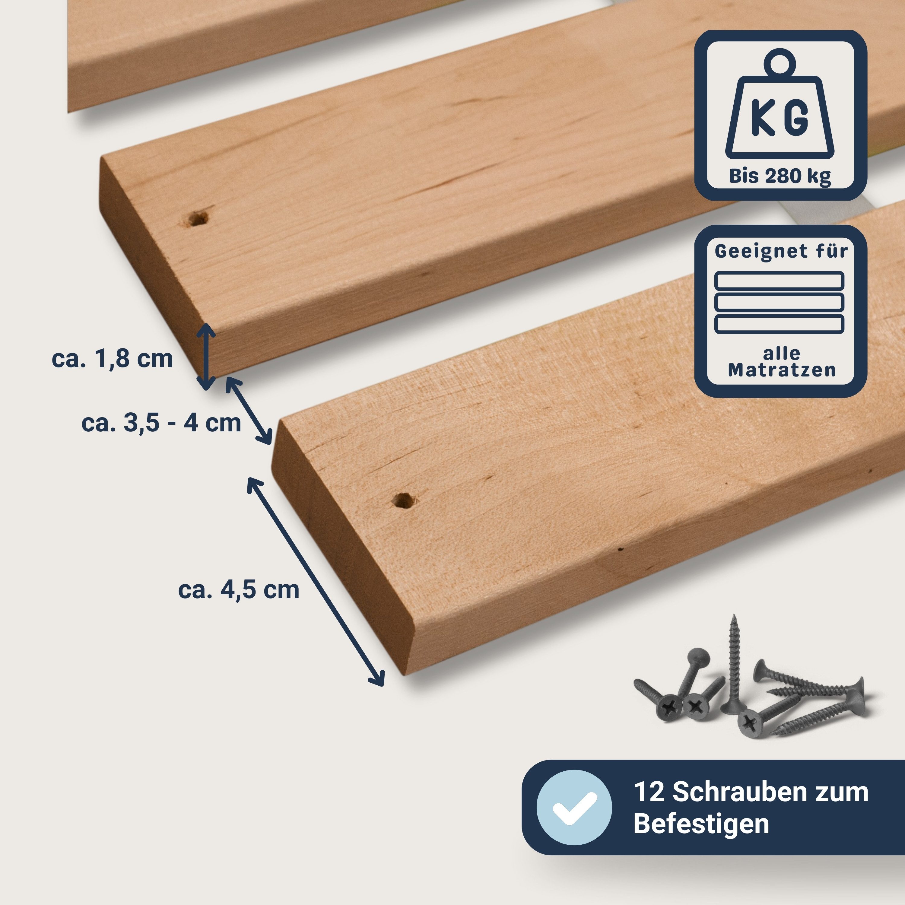 Kaltschaummatratze + Lattenrost 100x200 H2 Set Ksp-500 + Premium Rollrost, Betten-ABC