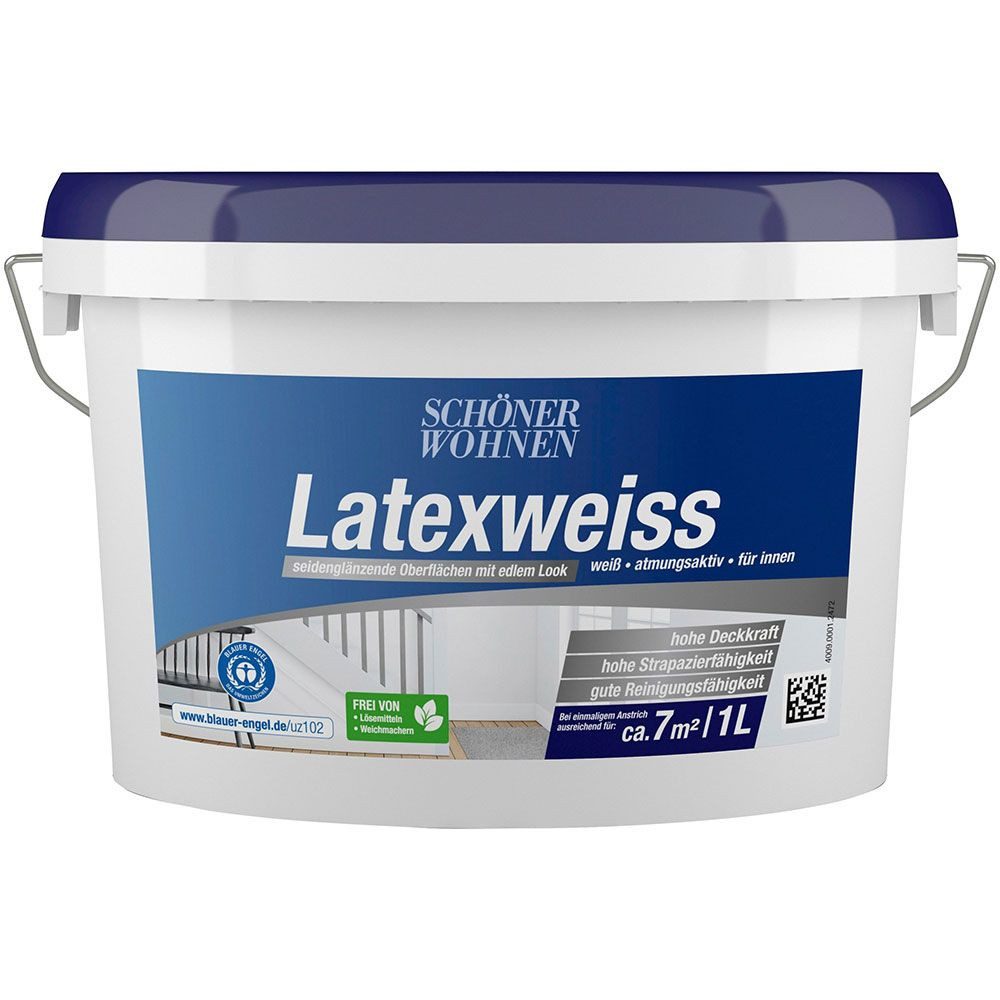 SCHÖNER WOHNEN FARBE Wandfarbe Schöner Wohnen Latexfarbe seidenglänzend 1,0 Ltr. weiß Latexweiss