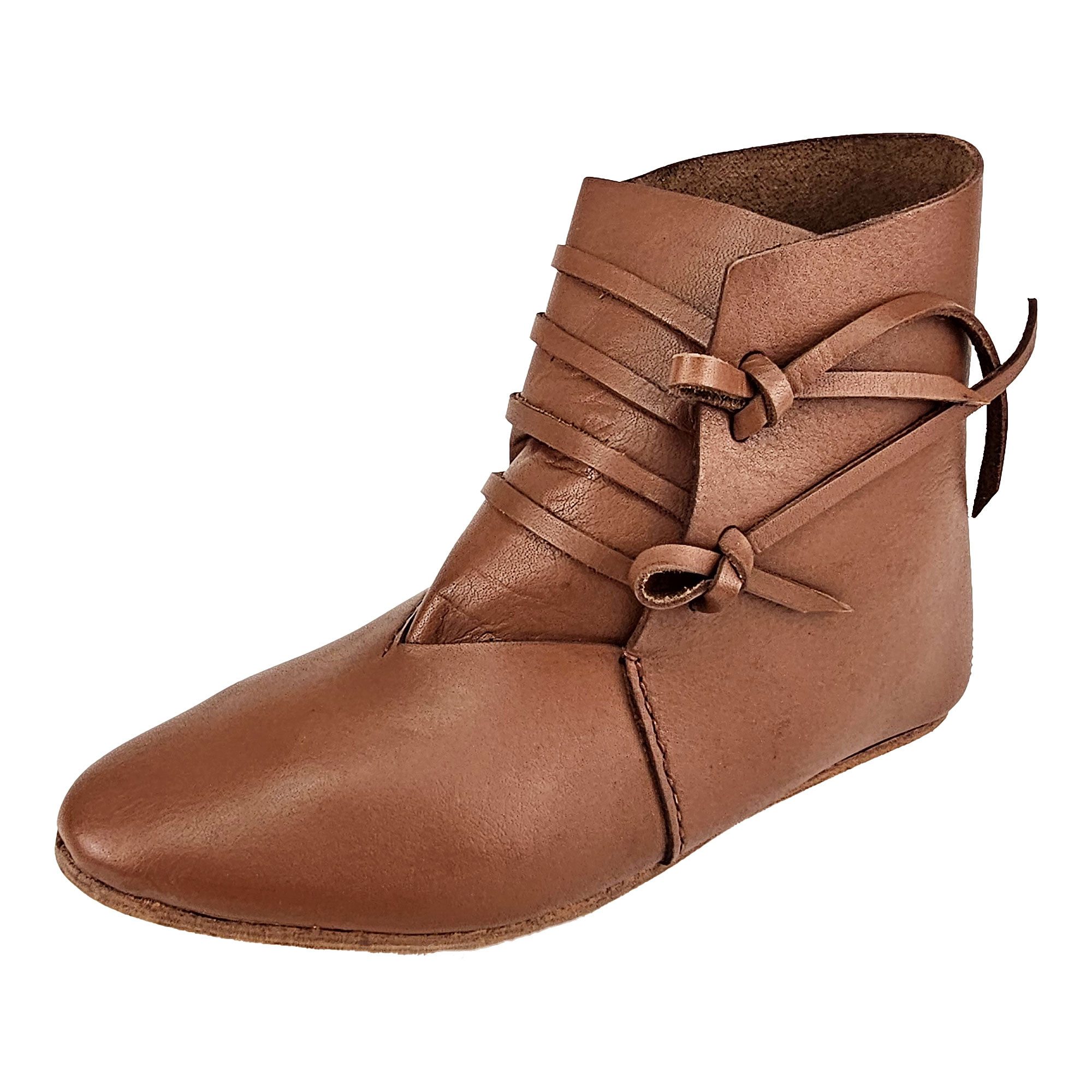Vehi Mercatus Ritter-Kostüm Mittelalter Schuhe Dunkelbraun mit Ledersohle "London"