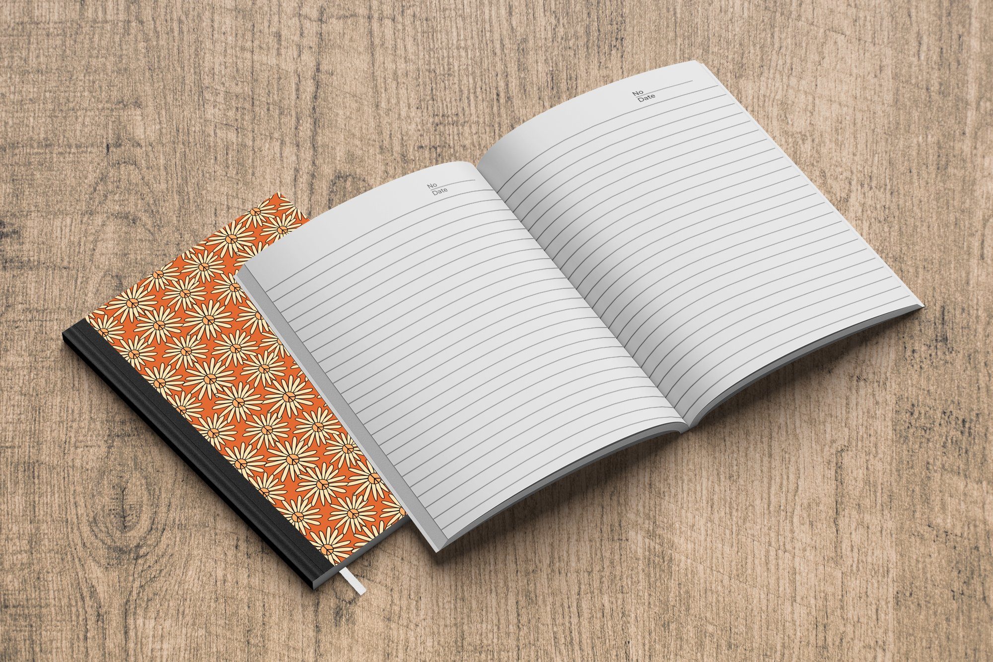 MuchoWow Notizbuch Blume - Orange, 98 - A5, Muster Journal, Merkzettel, Vintage Seiten, Notizheft, Haushaltsbuch - Tagebuch