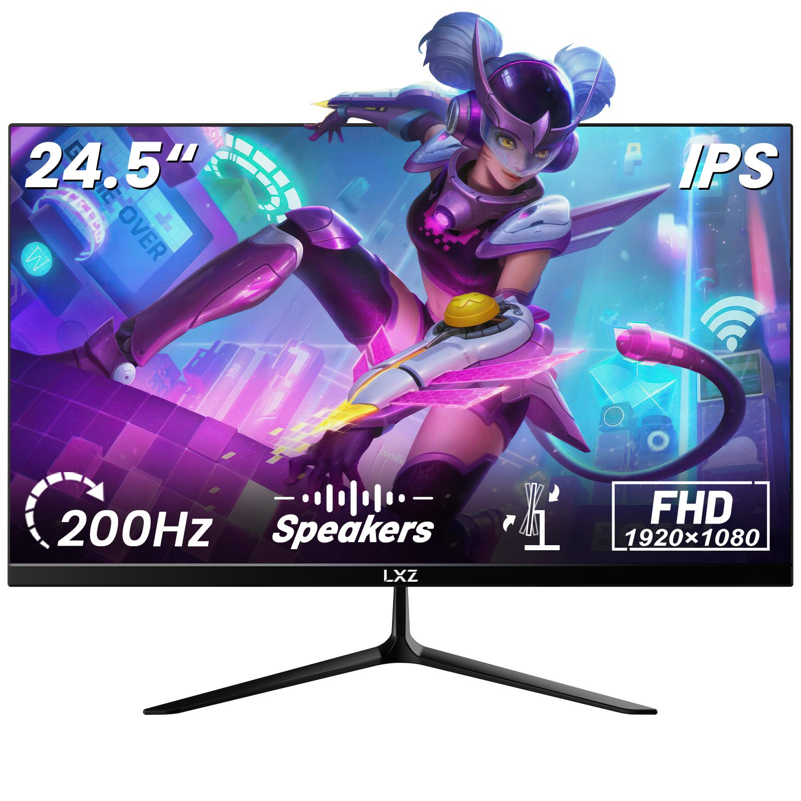 LXZ 24.5 Inch Gaming Monitor 200Hz, FHD 1080p, 1ms, DP/HDMI, Eye Care Gaming-Monitor (61 cm/24.5 ", 1920 x 1080 px, FHD, 1 ms Reaktionszeit, 200 Hz, LED, 200Hz, HDR 10, Niedriges blaues Licht, 1920 x 1080)