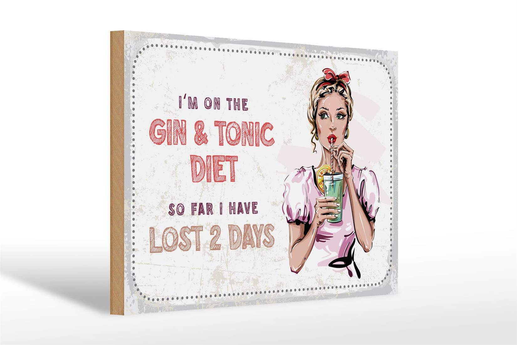 Holzbild Spruch I`m on the Gin & Tonic Diet 30x20cm