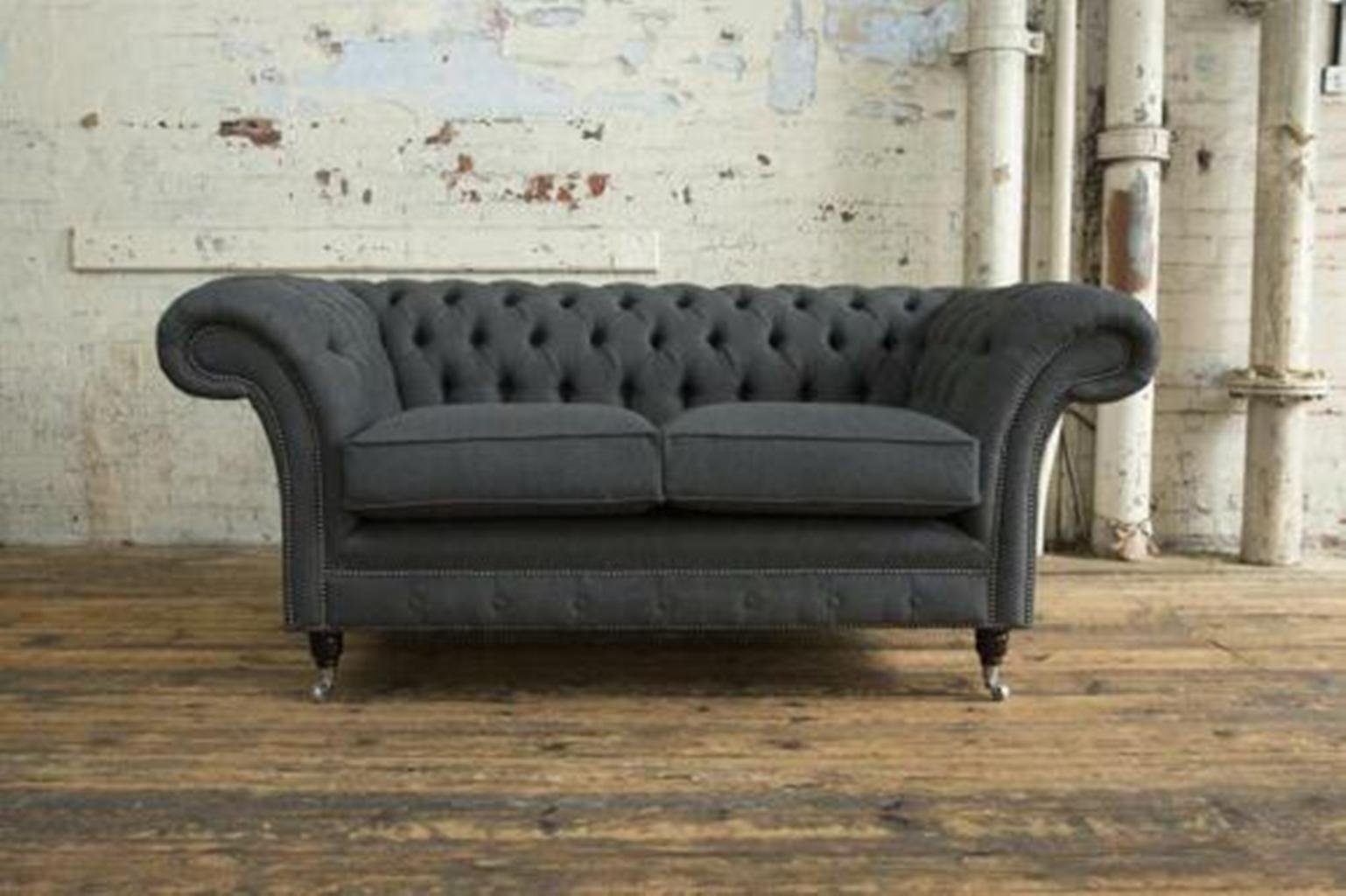 JVmoebel Chesterfield-Sofa, Luxus 2 Sitzer Couch Polster Sofa Textil Stoff Couchen Chesterfield