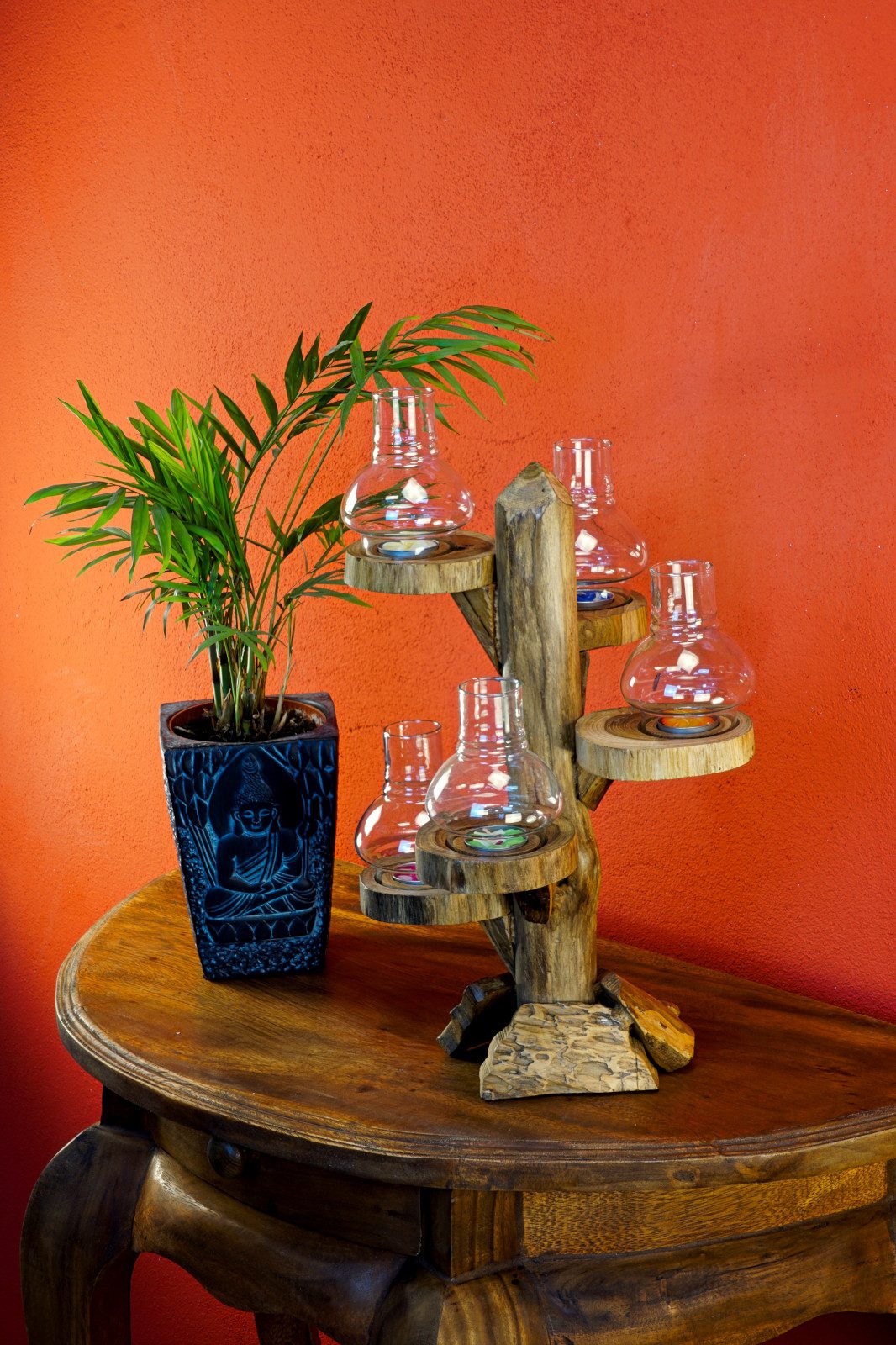 Kinaree Teelichthalter Kerzenständer Baum (5 St), mehrere Ausführungen, Handgefertigt, inkl. Glas