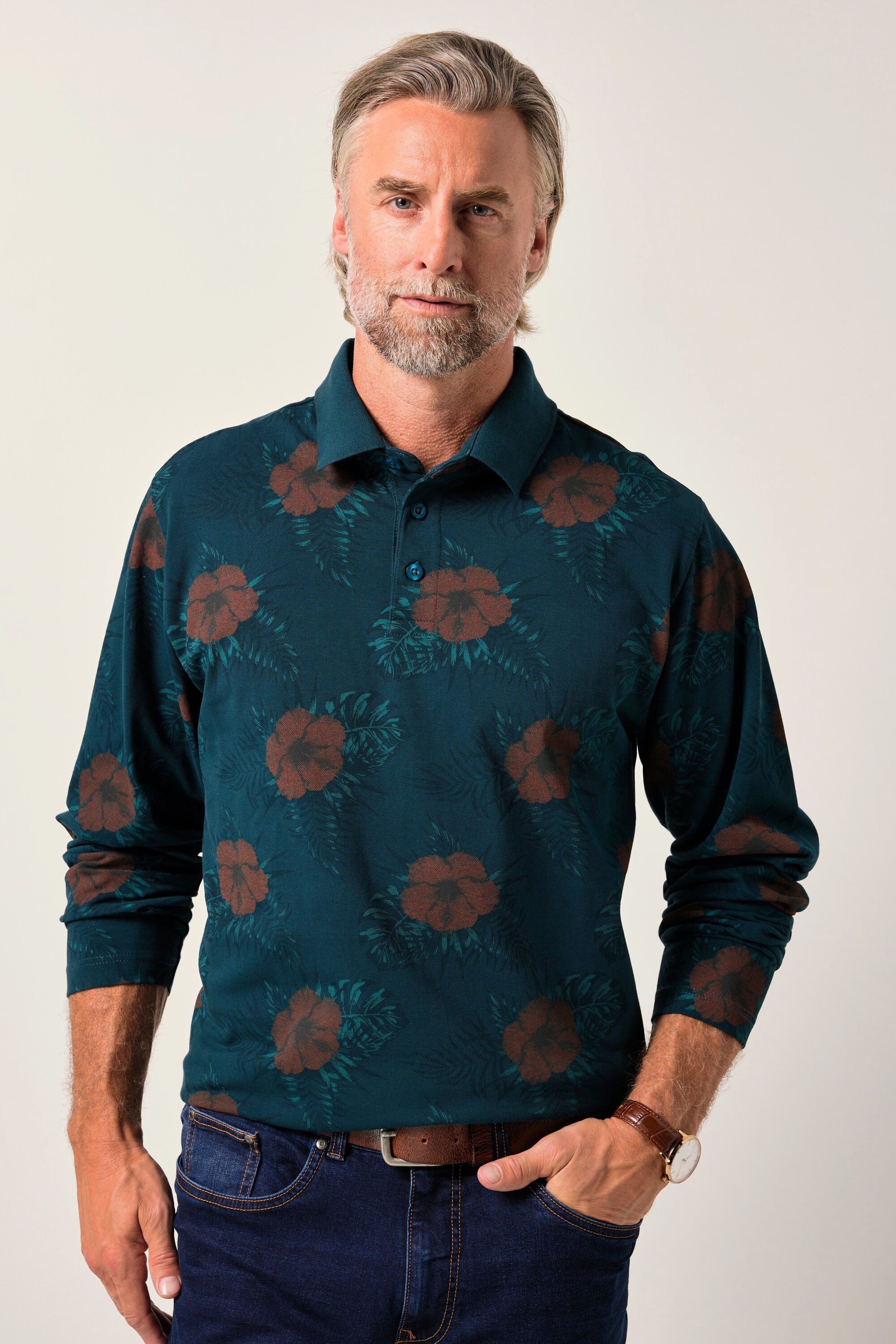 Boston Park Poloshirt Boston Park Langarm-Poloshirt Piqué bis 84/86