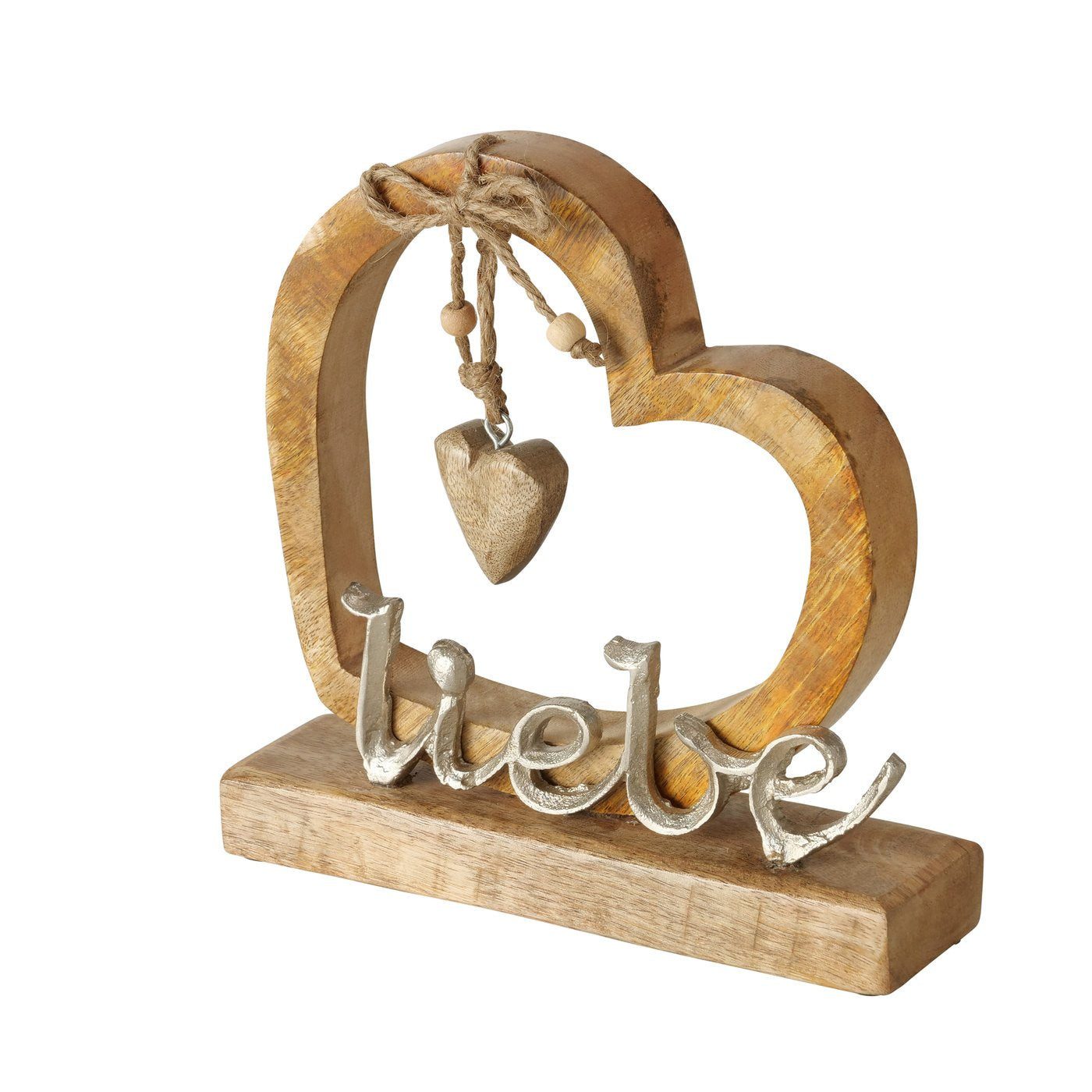 BOLTZE Dekoobjekt Dekoaufsteller aus Holz und Aluminium mit Herz "Liebe" von Boltze