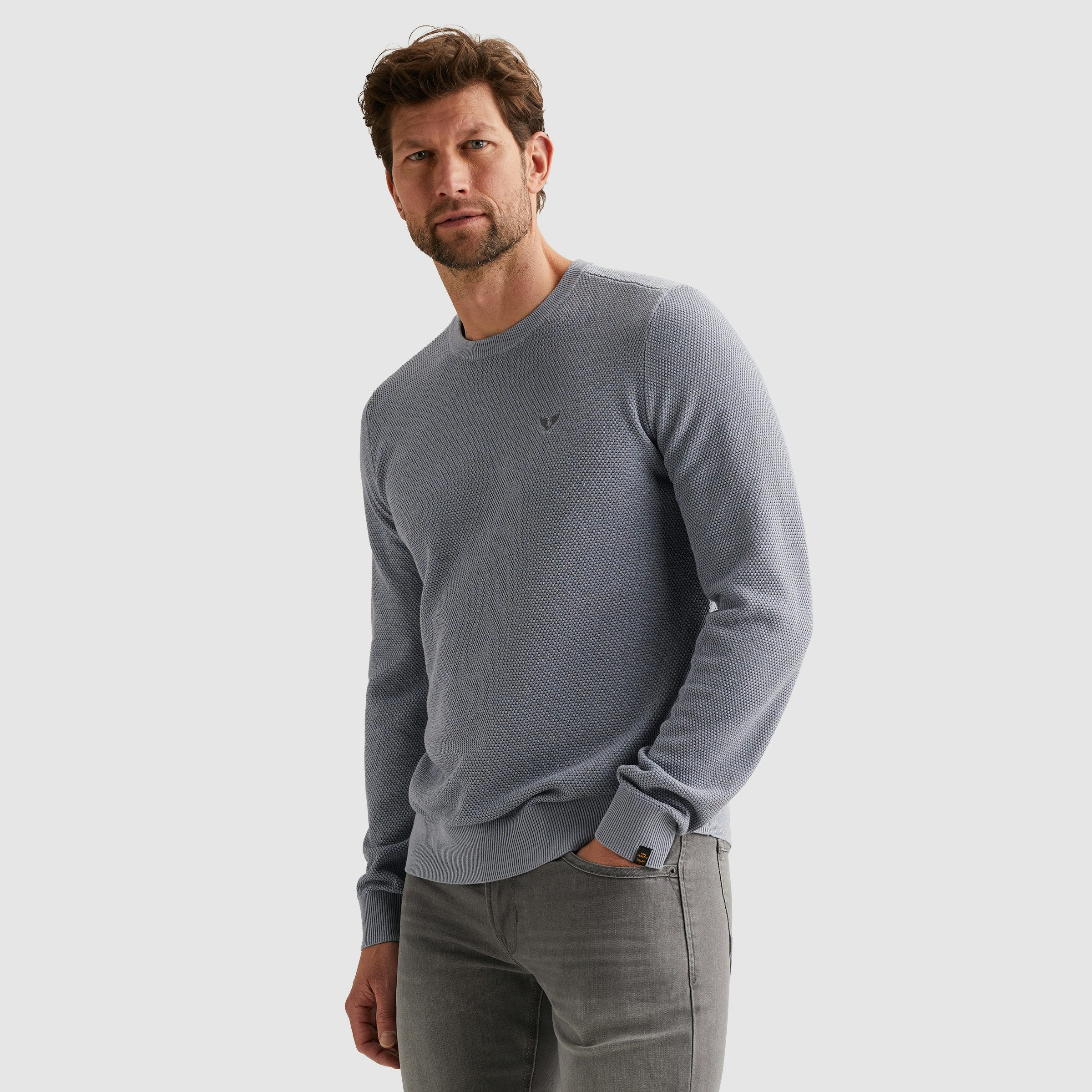 PME LEGEND Rundhalspullover mit Logo Stickerei