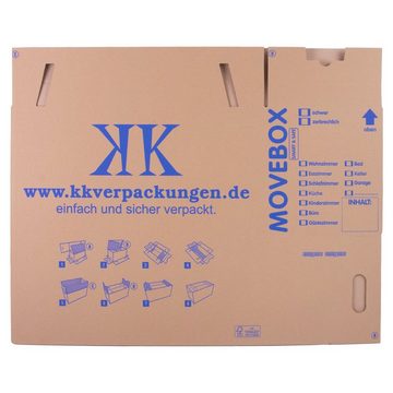 KK Verpackungen Umzugskarton, 5 Umzugskartons Movebox Smart & Safe Umzugskiste 25 kg Braun