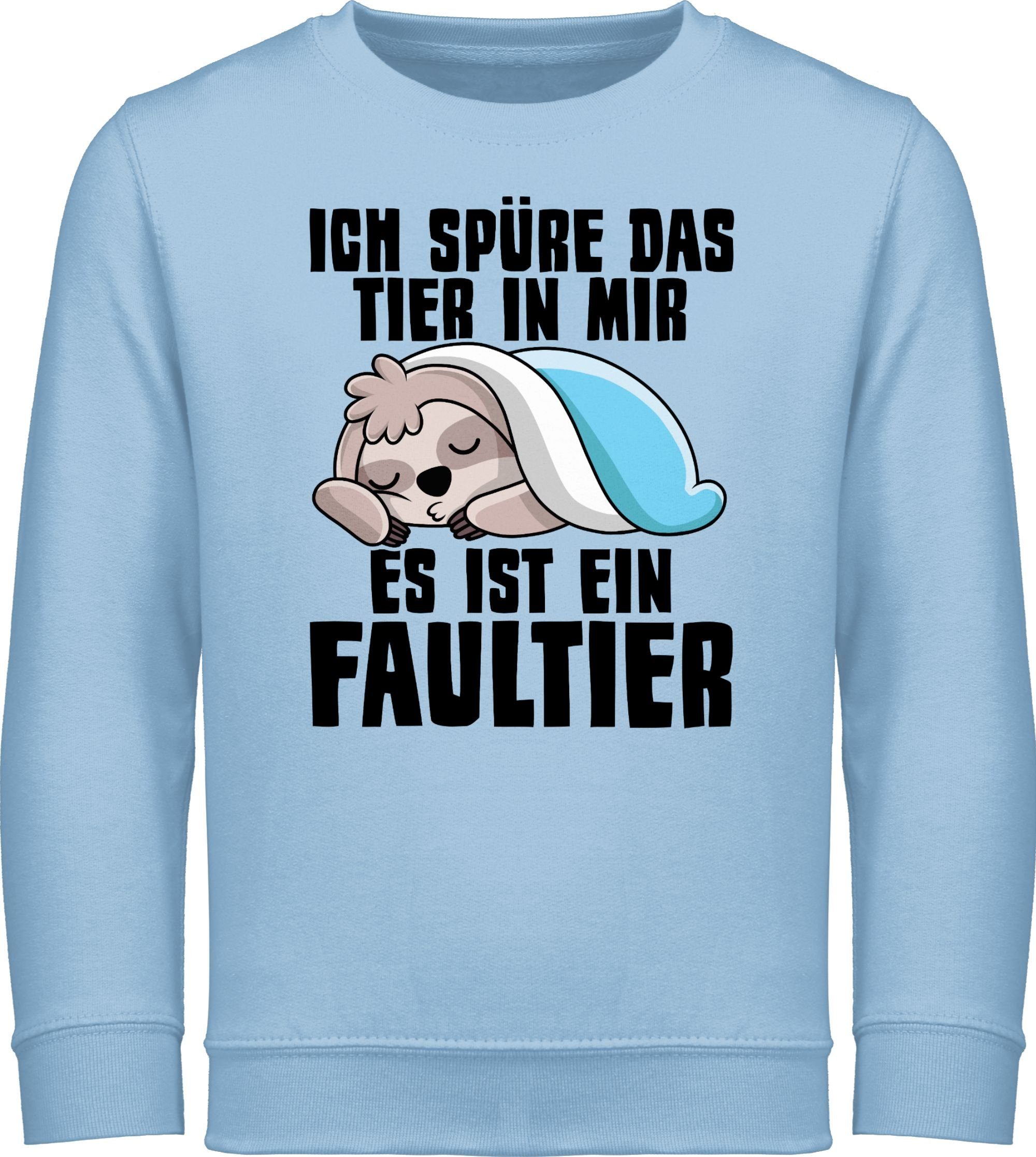 Shirtracer Sweatshirt Ich spüre das Tier in mir es ist ein Faultier Statement Sprüche Kinder 1 Hellblau