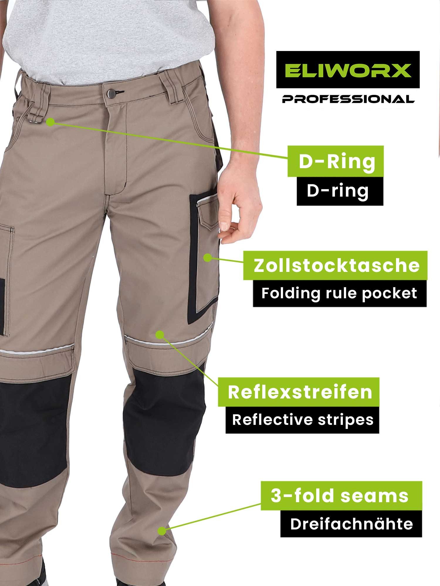 ELIWORX Arbeitshose Männer mit Stretch Einsatz - Bequeme Passform - Robustes Material Arbeitshose Herren ideal für Handwerk Heimwerk und Baugewerbe – Bild 4 von 5
