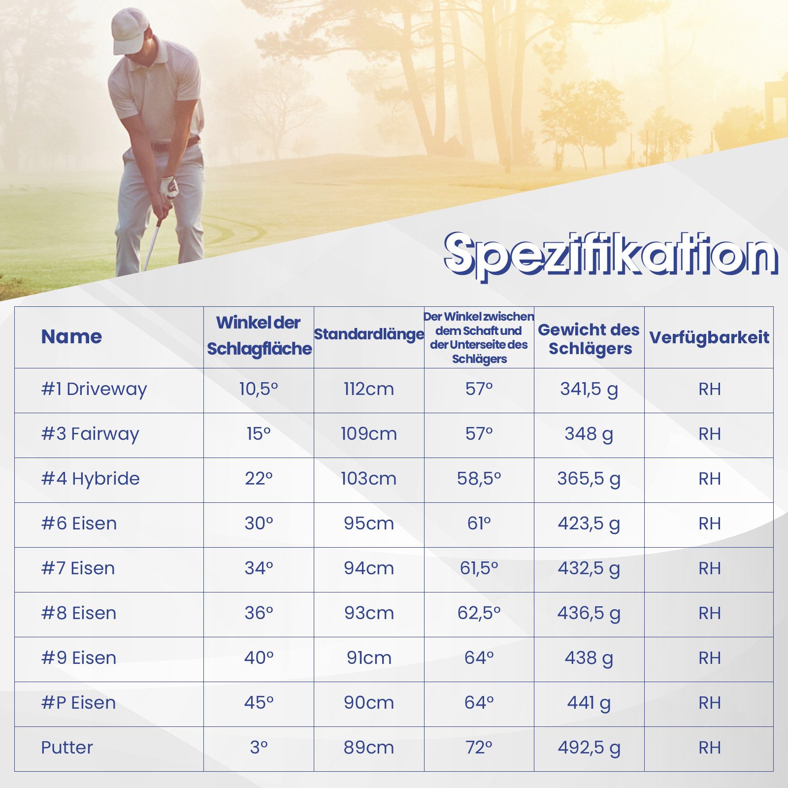 COSTWAY Golfschläger + Golfbag, 9-tlg., Golfschläger Komplettset für rechtshändig, Herren