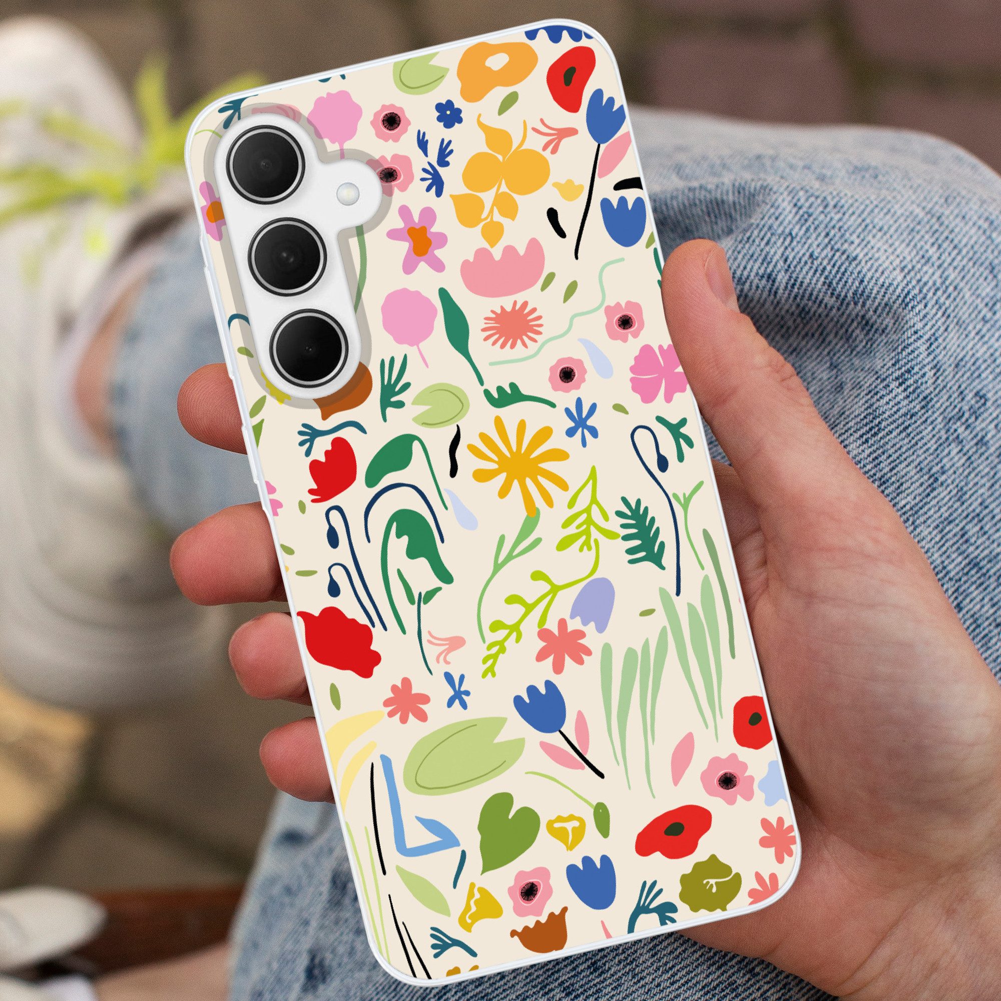 MuchoWow Handyhülle für Samsung Galaxy A35 5G Blumen - Muster - Pflanzen, Smartphone-Bumper, Print, Handy Schutzhülle Dünn
