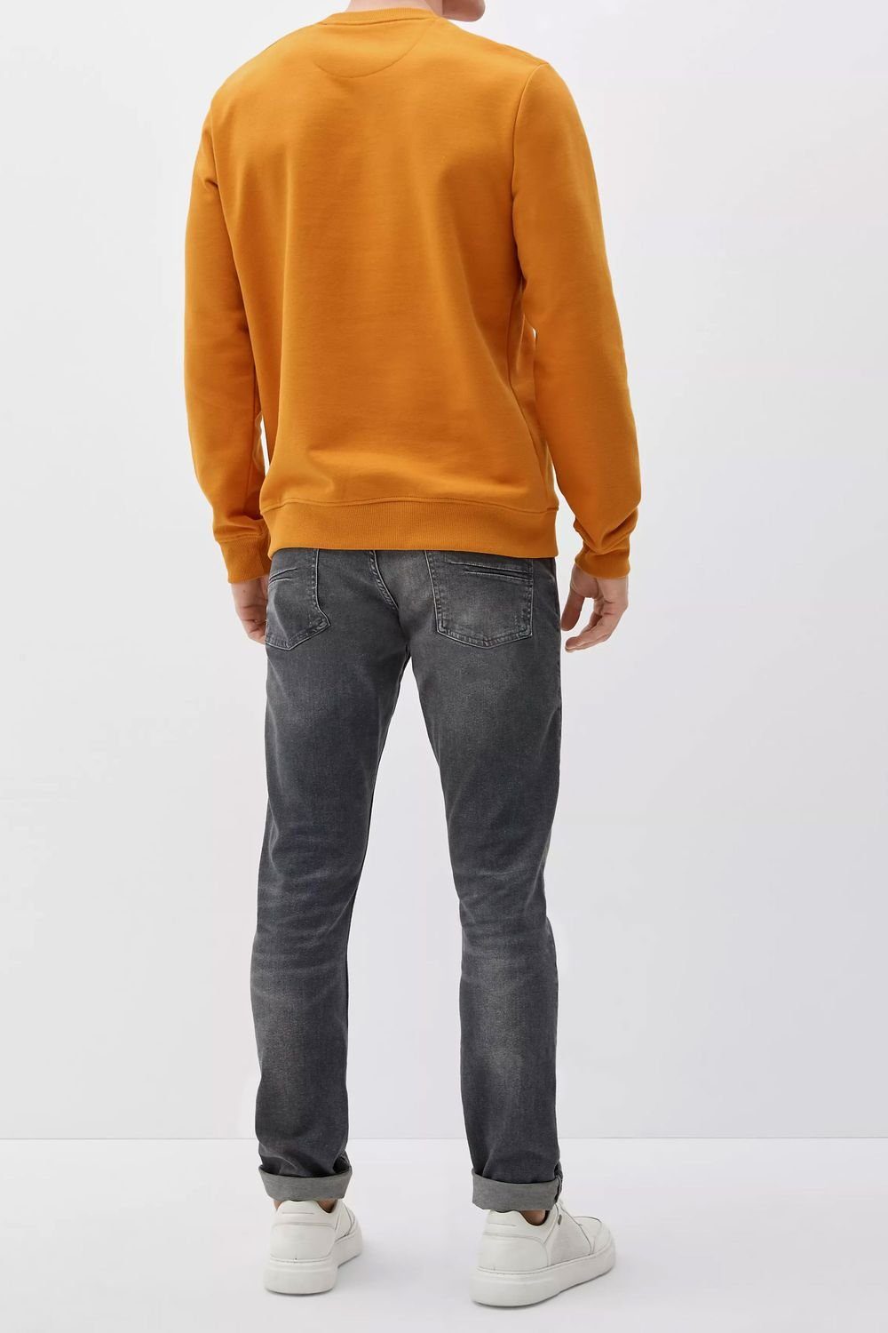 s.Oliver Longsweatshirt (1-tlg) Orange Langarm, Logo, Rundhals, Casual Rippbündchen