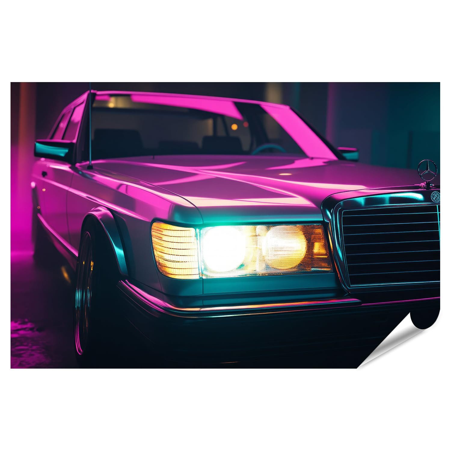 islandburner Poster Neon beleuchteter klassischer in der Nacht für Wohnzimmer