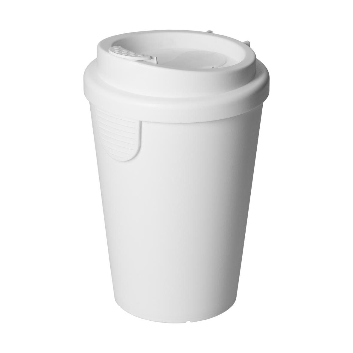 elasto Becher Trinkbecher 0,4 L Kaffeebecher mit Deckel aus Kunststoff in Weiß, BPA-frei, Mehrwegbecher, Langlebig, Wasserbecher, Made in Germany