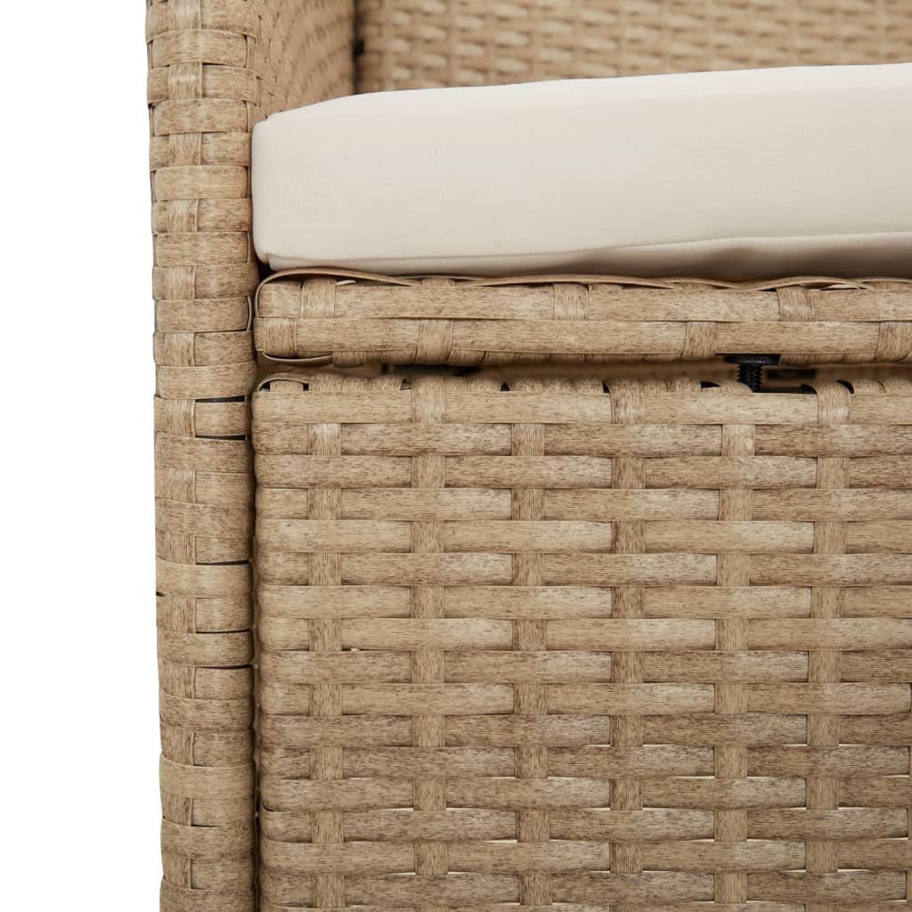 Garten-Essgruppe Rattan (1 mit vidaXL Poly 3-tlg. Beige St) Gartenstuhl Kissen