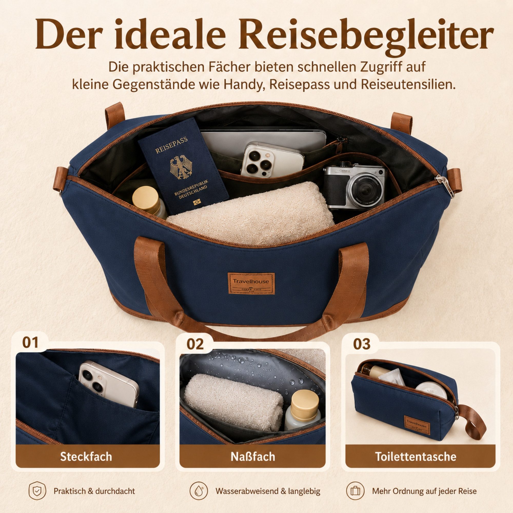 Travelhouse Trolleyset Bari, 4 Rollen, (Spar-Set, 6 tlg., Hartschalen Trolley-Set 6-teilig) – Bild 5 von 5