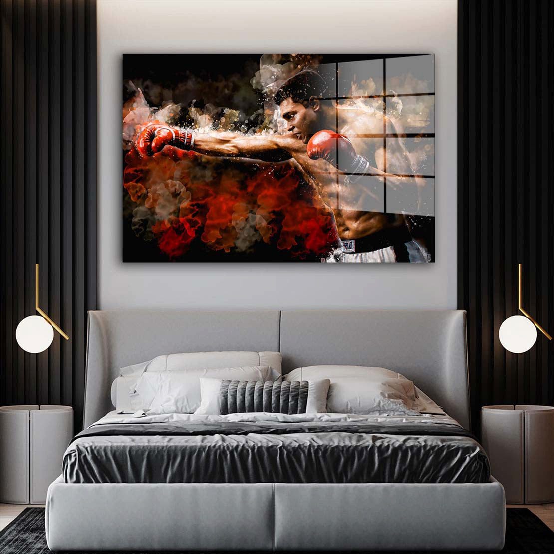 Artedinoi Acrylglasbild Boxing King Acrylglas Wandbild Bild Wanddeko Wohnzimmer XL
