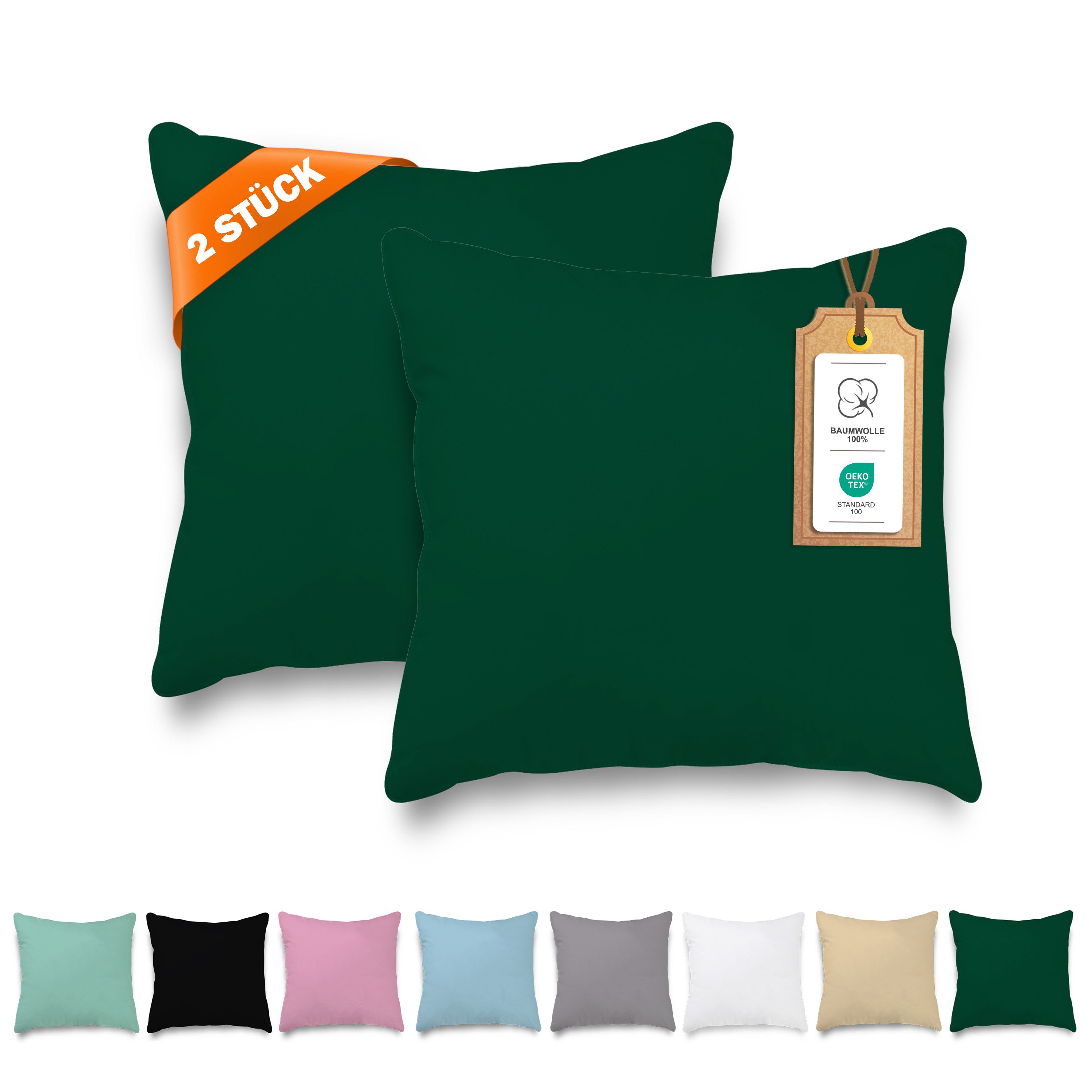 Veluna Home Kissenbezüge 100% Baumwolle(2er-Set) Renforcé Kissenbezug mit R günstig online kaufen