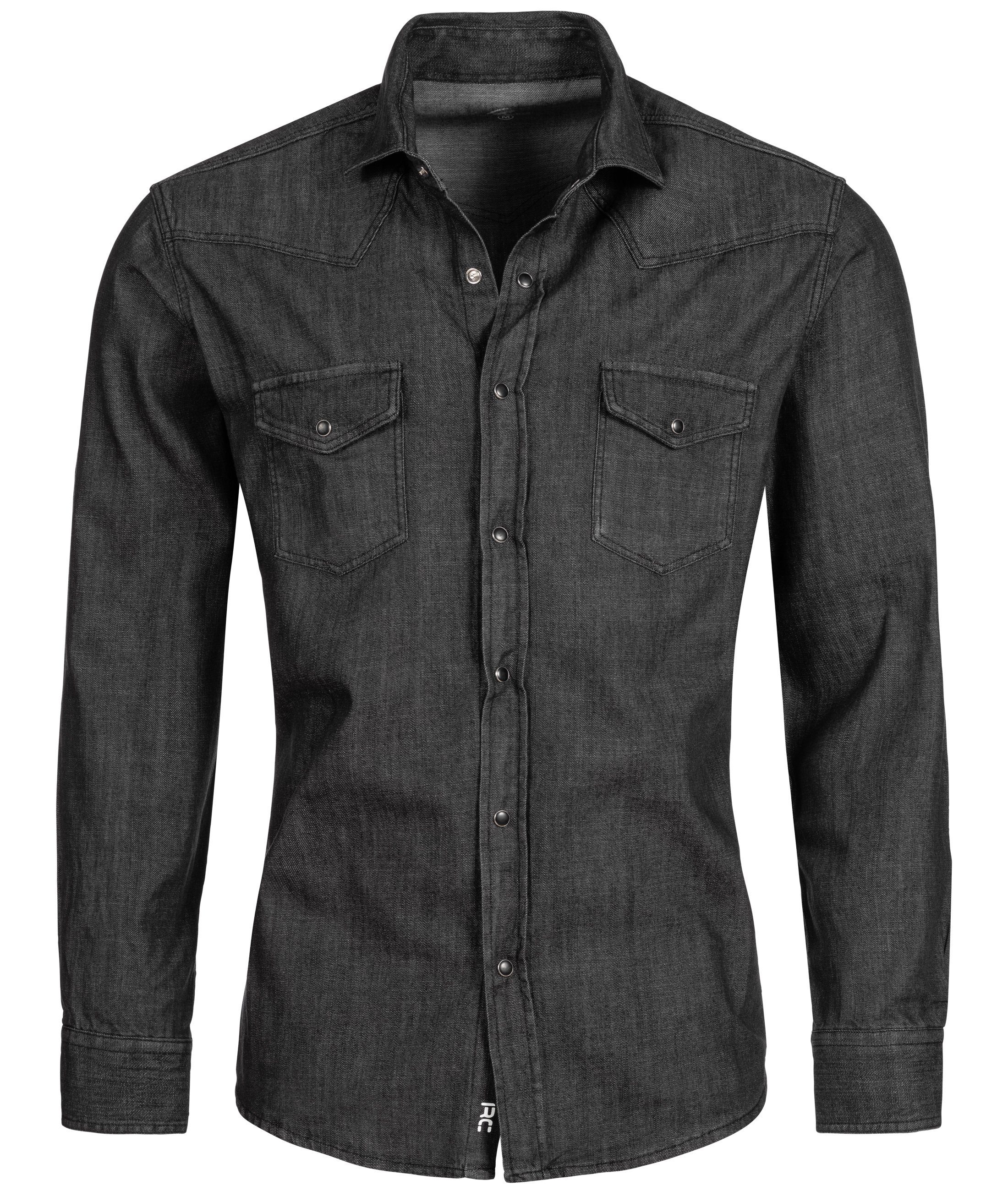 Rock Creek Jeanshemd Herren Jeanshemd Dunkelgrau H-198