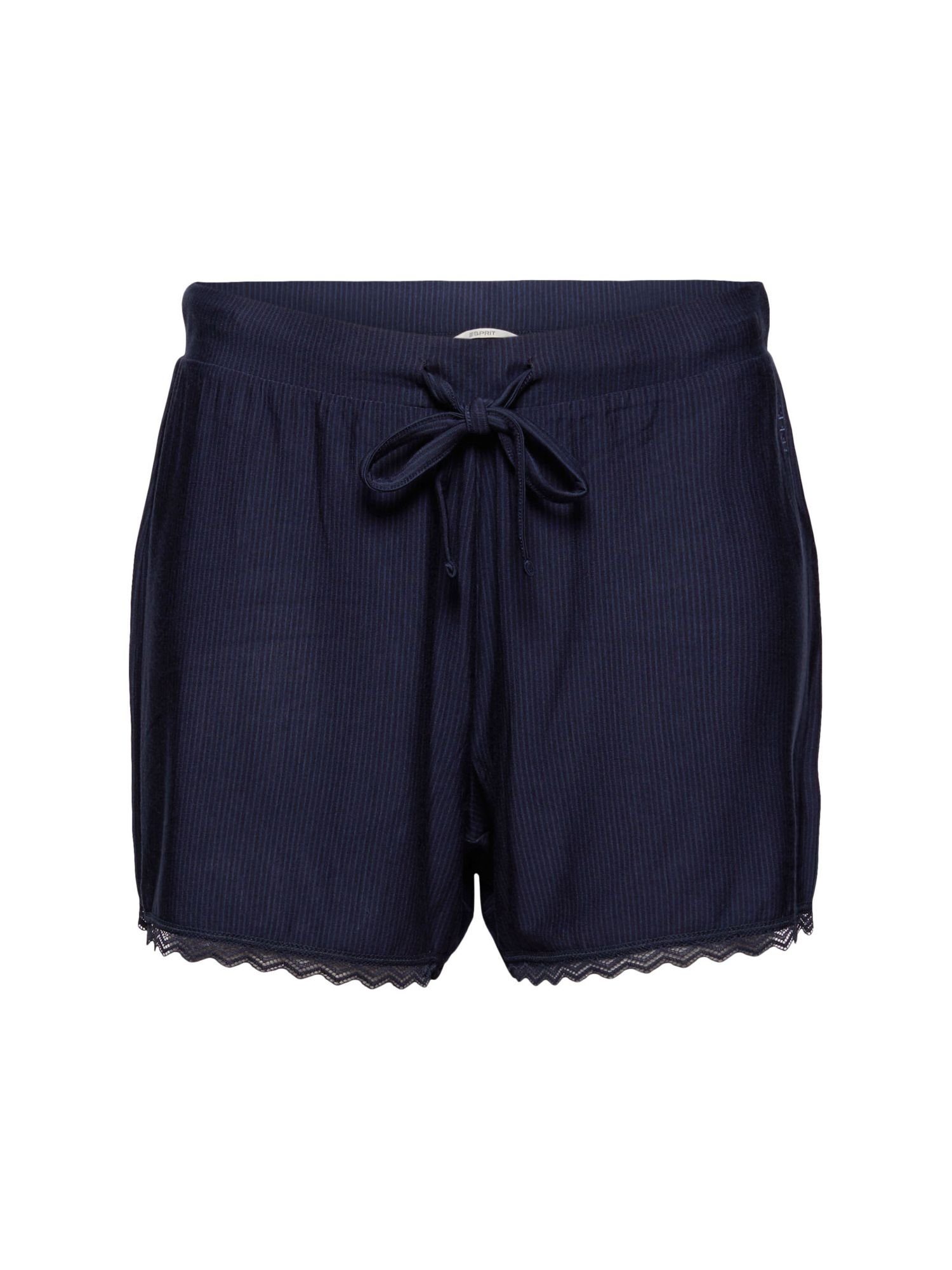 Esprit Schlafhose Pyjama-Shorts mit Spitze, LENZING™ ECOVERO™ NAVY